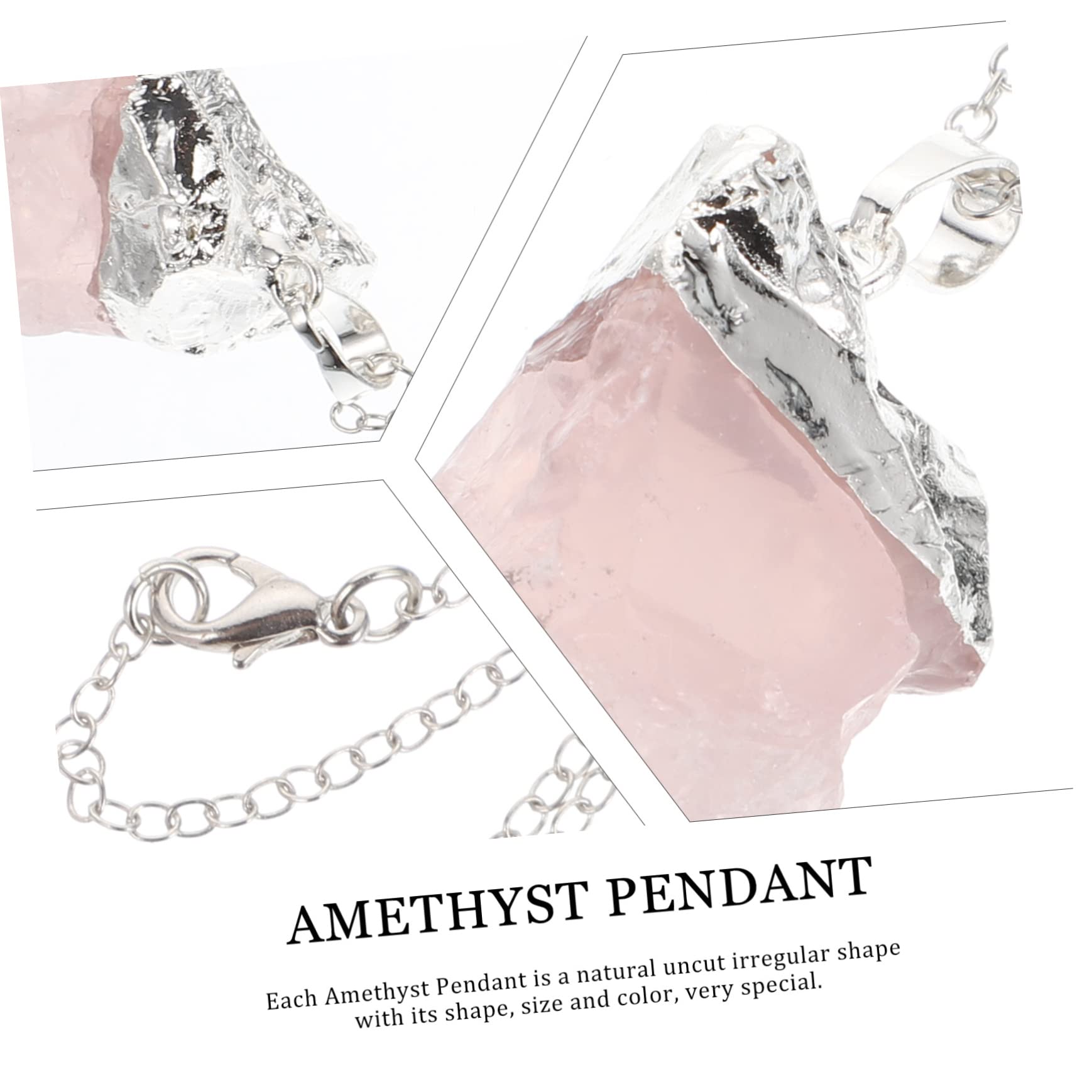 Healeved 4 Piezas Collar Colgante De Cuarzo Rosa Amatista Joyería Artesanal Colgante De Piedra En Bruto Accesorio De Moda Delicado Collar Colgante Cadena De Piedra En Bruto Collar De