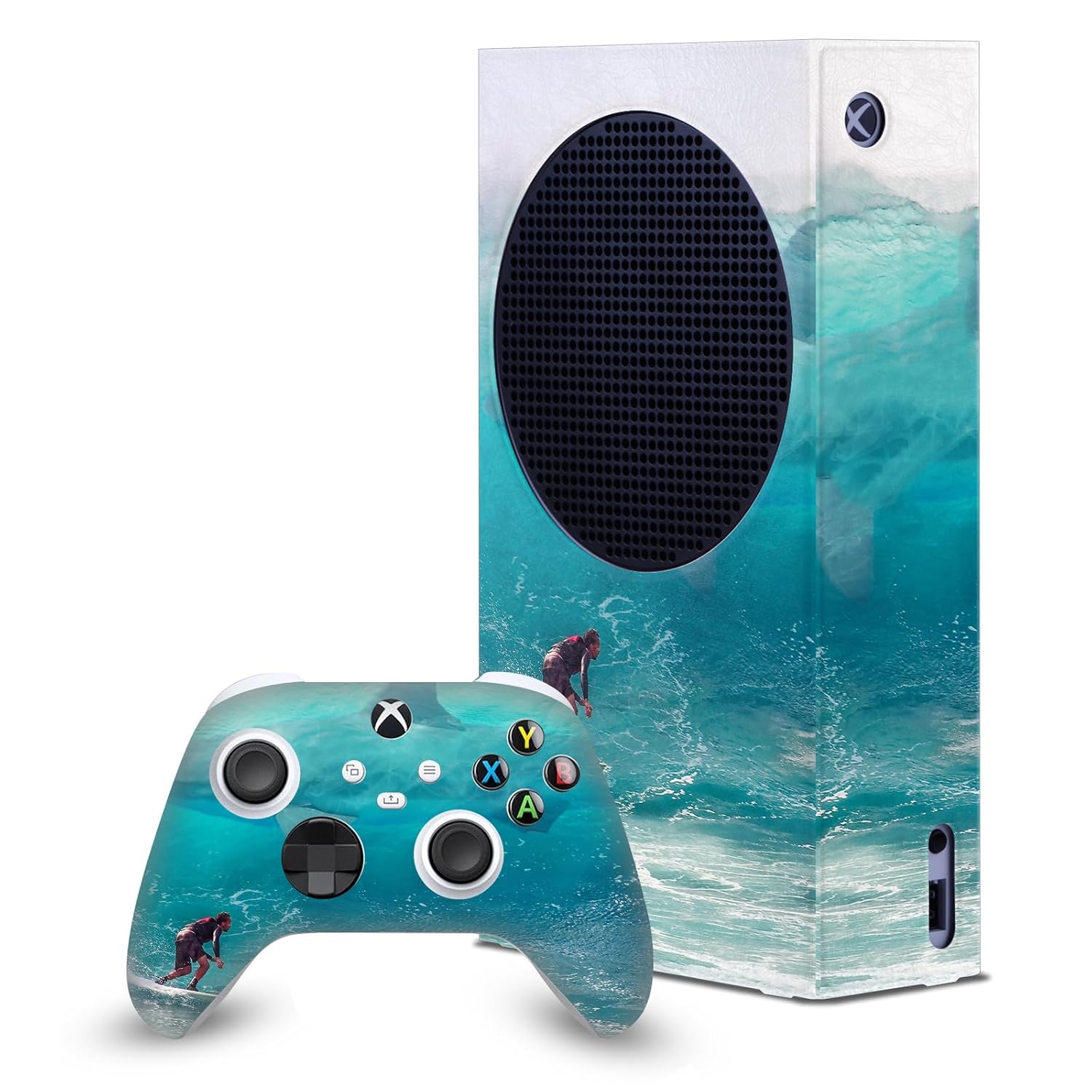 Head Case Designs Officially Licensed Dave Loblaw Shark Surfer Sea 2 Game Console Wrap and Game Controller Skin Bundle Compatible With Xbox Series S Console & Controller Bundle