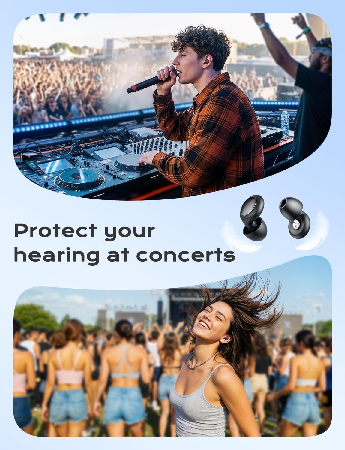Concert Ear Plugs, 45dB Noise Cancelling Earplugs with 3 Eartips 1 Case, High Fidelity Hearing Protection Ear Plugs for Concerts Work Airplane Focus etc - Image 5