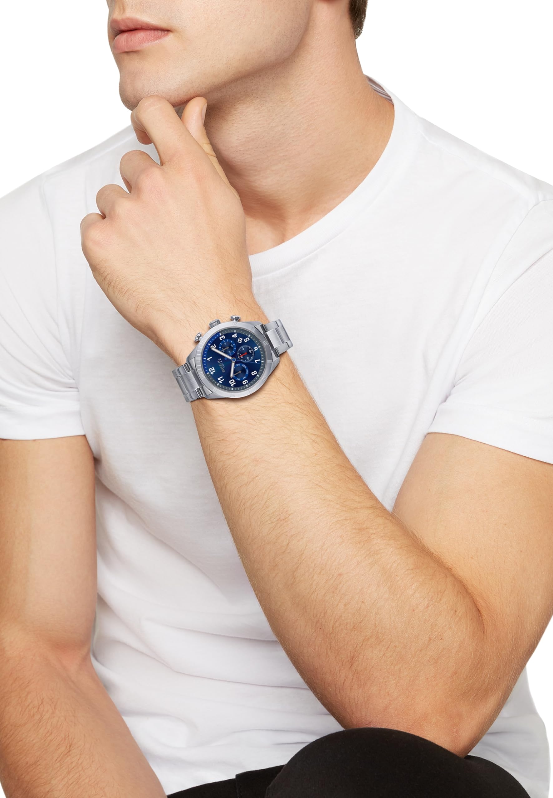 Breil Orologio Uomo, Bracciale in Pelle, Acciaio, Cassa 41 cm | Collezione MATE, Movimento Quarzo Analogico, Resistente all'acqua 50 metri, Idee regalo Uomo
