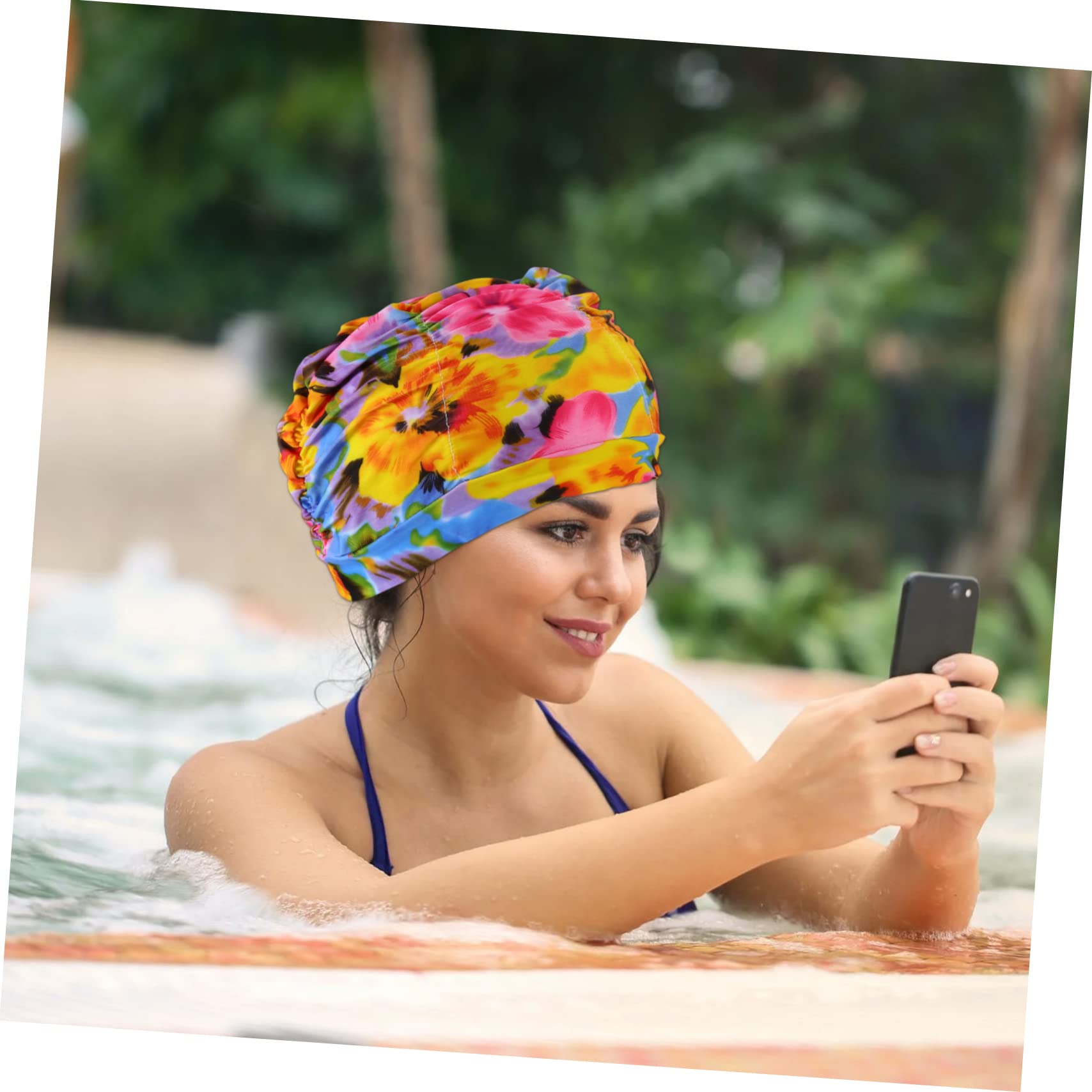 Kisangel Gorro De Baño Estampado Baños Largo Gorra De Toalla De Baño Natación para Adultos Gorro De Natación para Impermeable Tapa Gafas De Natación Algodón