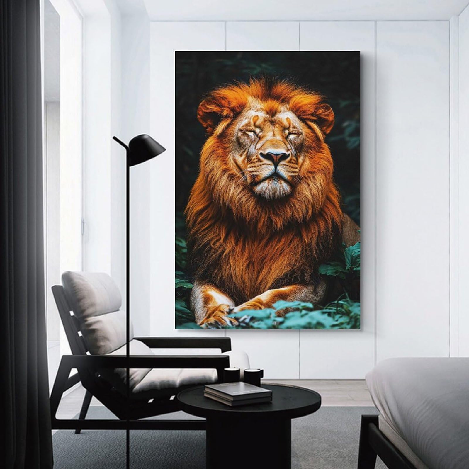 Junmoney Majestic Lion Portrait in Natural Setting Decorative Wall Artwork, 12x18inch(30x45cm), for Hallway, Lounge Or Guest Room, Decorative Present for New Homes