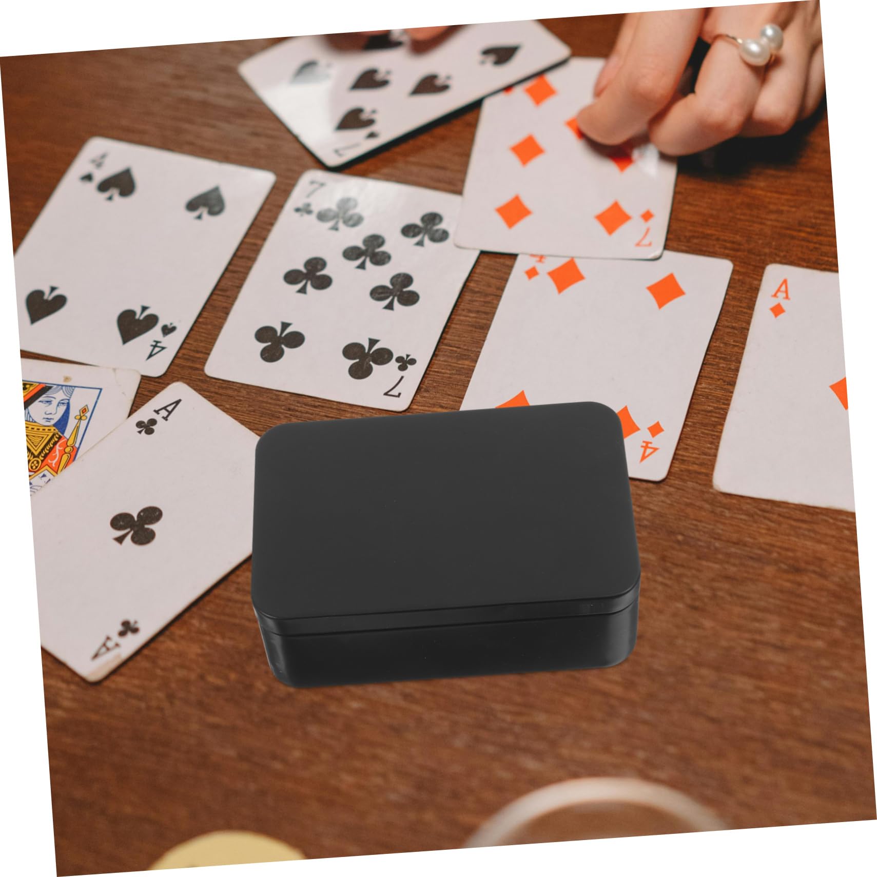 HOMSFOU 3 Set Scatola Di Immagazzinaggio Del Poker Scatole Di Carte Da Gioco Organizzare Piccolo Porta Della Carta Collezione Astuccio Giocare Custodia Per Carte Ponte Nero 3 Pezzi*3