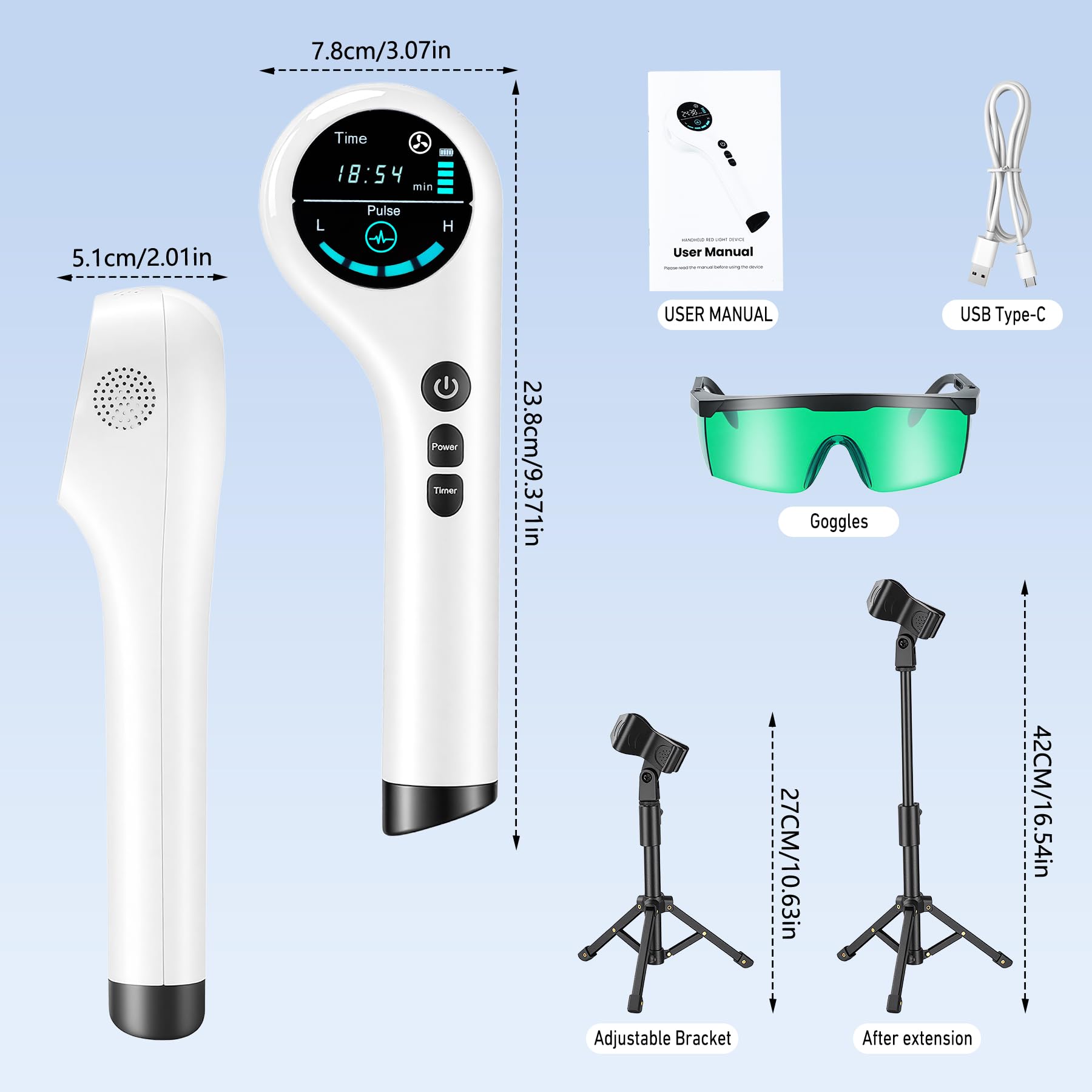 VAYALT Red Light Therapy, Lampada Infrarossi con Timer,Terapia a Luce Rossa per Pelle Migliorata, Sollievo dal Dolore, Recupero Rapido, 650/808nm Terapia Luce Rossa, Lunghezza D'Onda Luce Rossa (B)