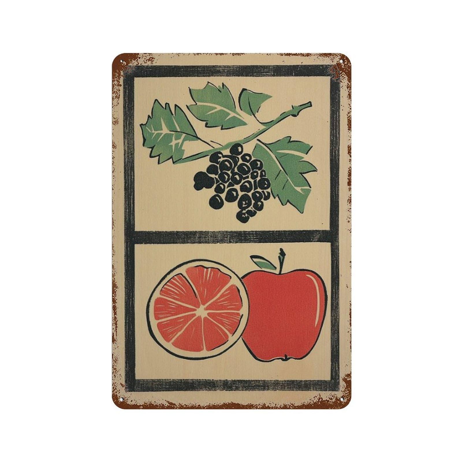 xiaoxiaoshen Fruit Kitchen Botanical Food Retro Mid Century Modern Wall Decor Art Metal Tin Poster Modern Home Decor Art Home Bar Shop Decorations Vintage Sign 30x20cm
