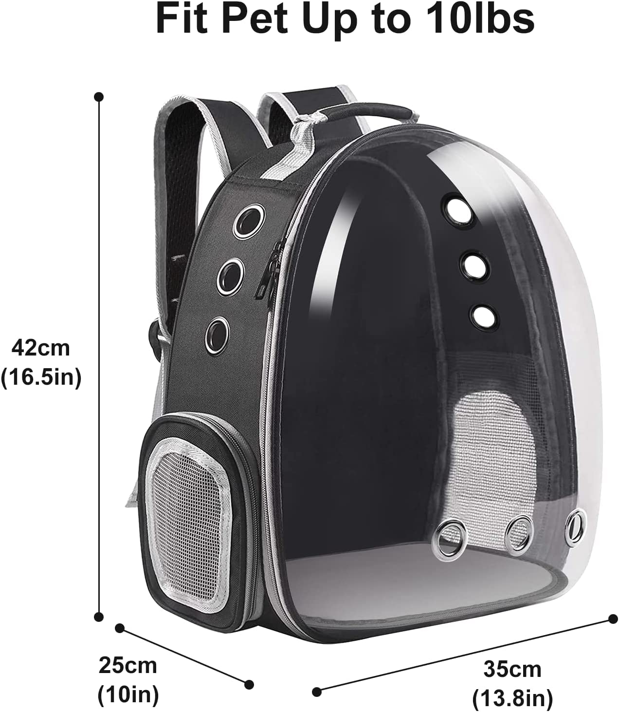 LONENESSL Tragetasche für Katzen, Haustiere, Rucksack, Fronttasche für kleine, mittelgroße Katzen, Welpen, Hunde (schwarz)