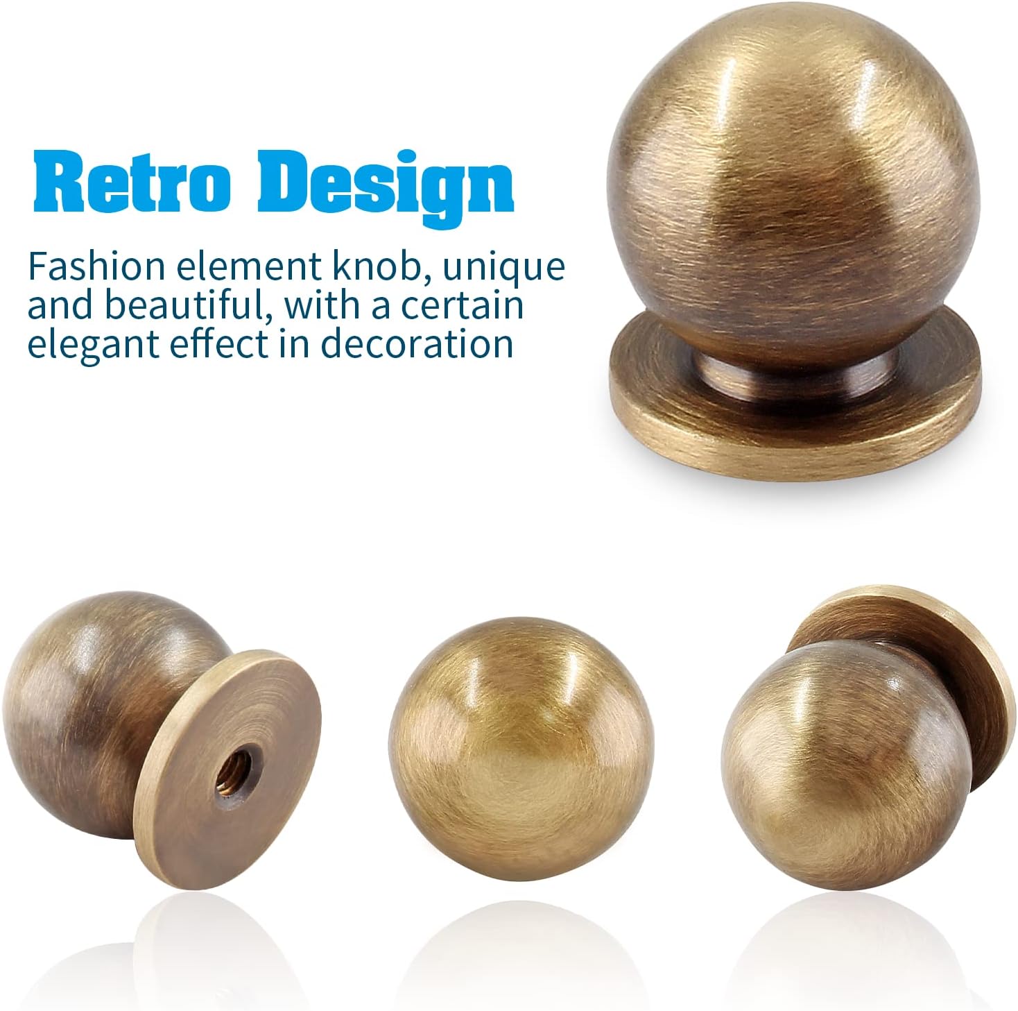 Jiozermi 4 Packs Mini Round Solid Brass Knobs, 3/4 Inch Diameter Brass Pulls, Gold Mini Drawer Pulls, Mini Knobs for Jewelry Box, Bronze