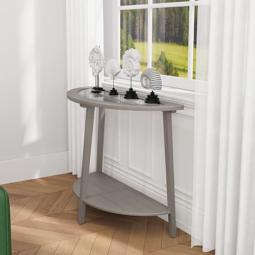 Miniatura 23 de SUNBURY Mesa consola vintage de 31.5 pulgadas de ancho con 2 cajones, mesa de entrada pequeña con estantes de almacenamiento de 2 niveles, mesa