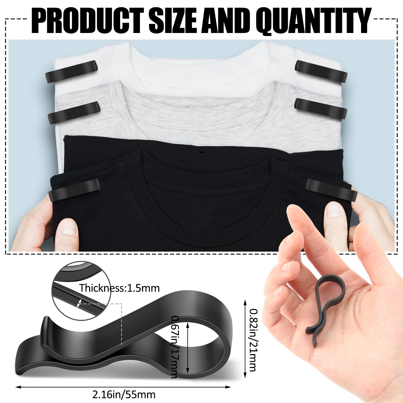 Honeydak 100 clips de plástico negro para pantalones, alfileres de ropa, ropa, camisa, plegable, bufanda, pantalones, paquete de ropa