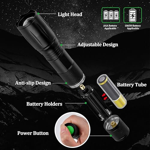 Miniatura 3 de Regalos de Navidad para hombres y adultos, regalos de Navidad para hombres, papá, novio, 2 linternas LED con zoom, linterna táctica brillante de