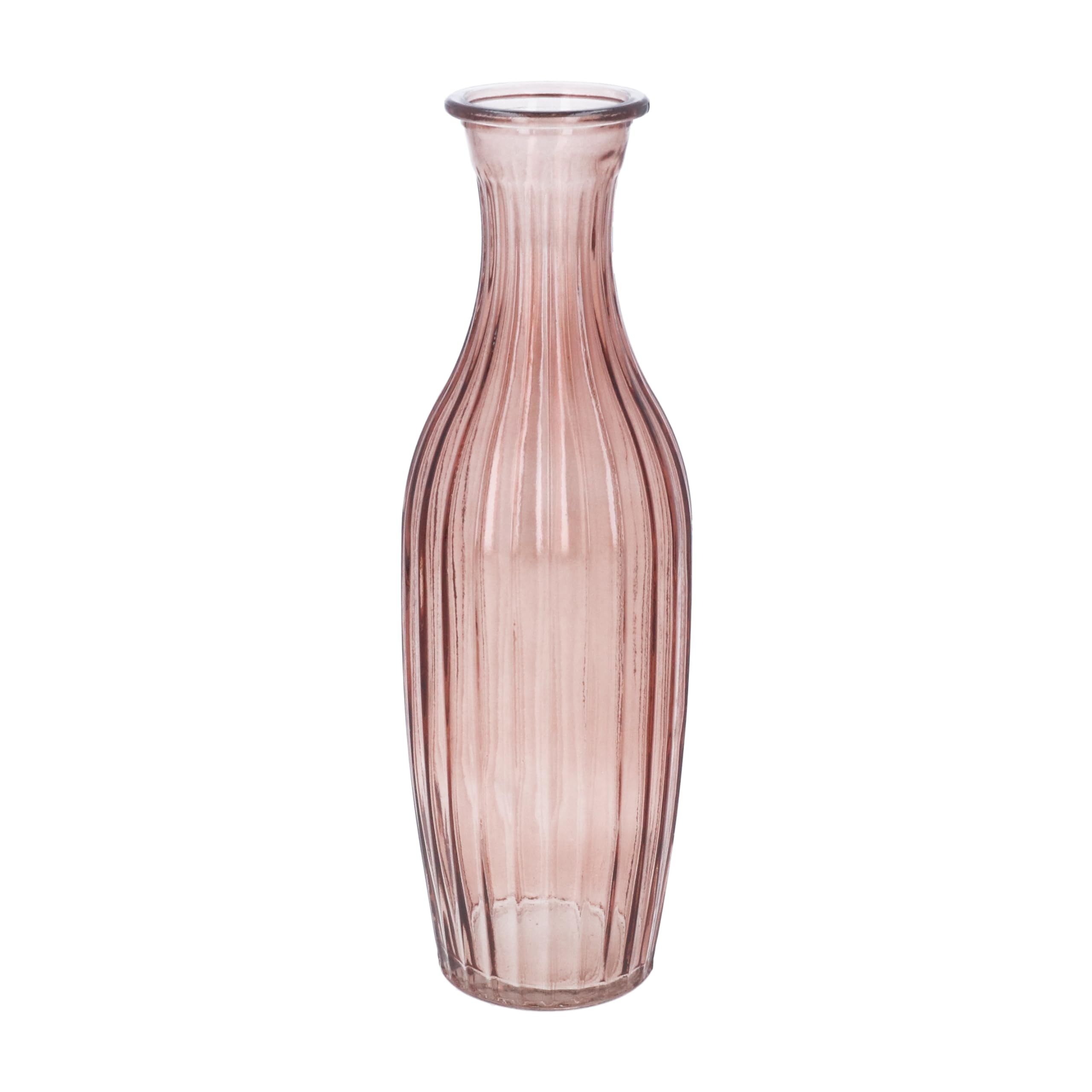 Gisela Graham Pink Ribbed Glass Bud Vase, 23Cm Height
