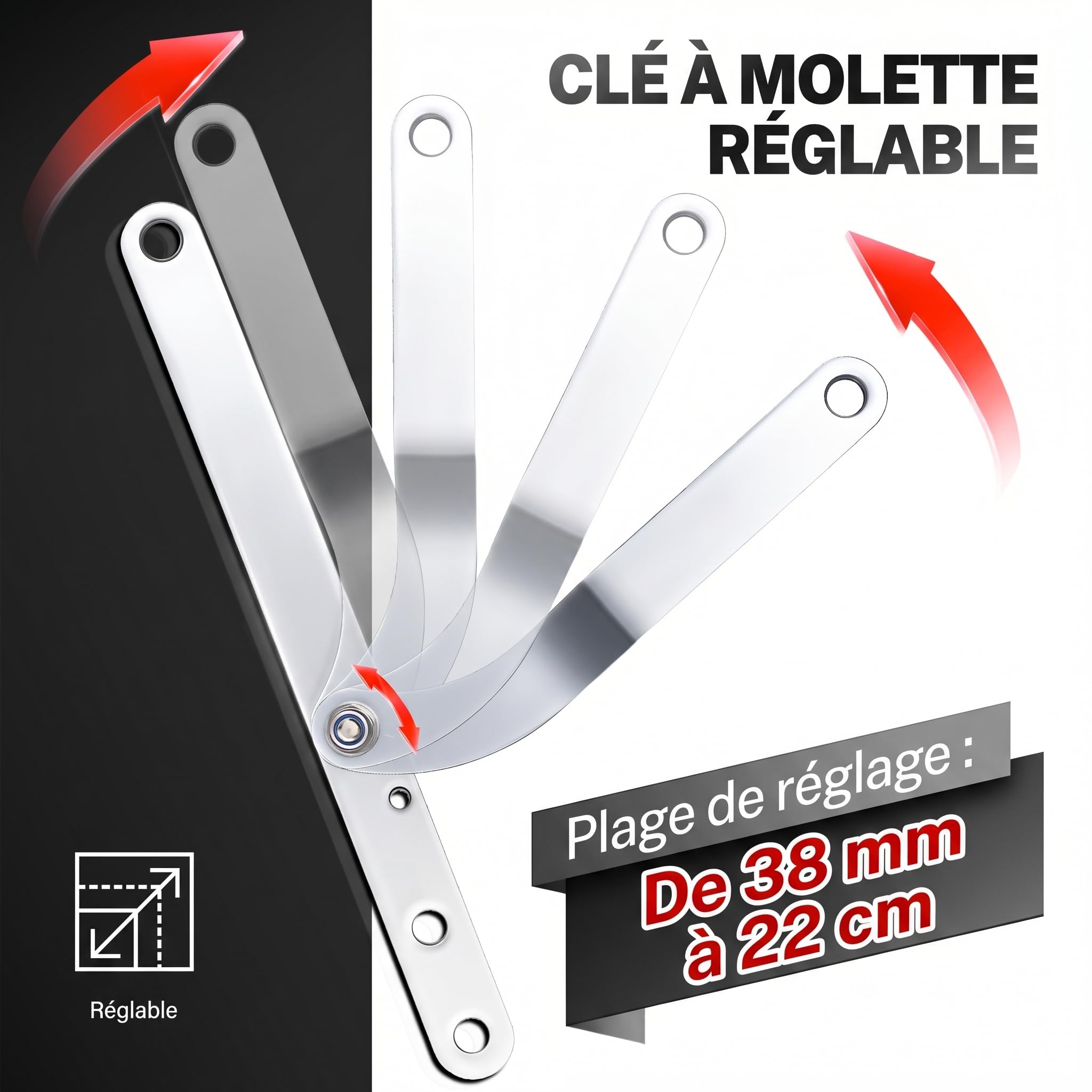 BILITOOLS Clé Maintien Poulie Réglable Outil Poulie Vilebrequin | Clé poulie avec goupilles interchangeables pour maintien des poulies de vilebrequin et courroies accessoires