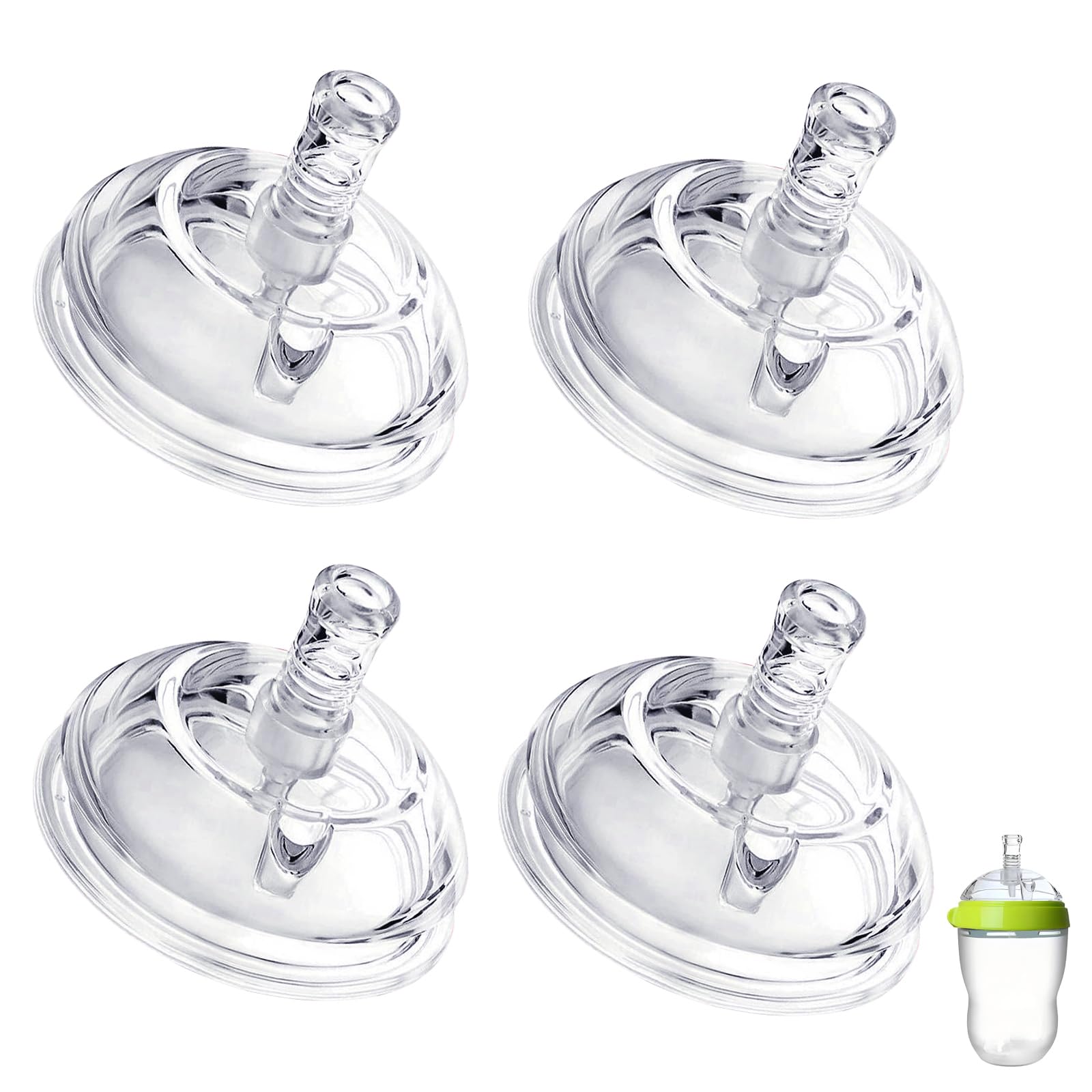 Sippy Straw Nipples for Comotomo Baby Bottles, Transition Straw Sippy Cup 100% Food Grade Silicone Soft Nipple, 8m+, Pack of 4