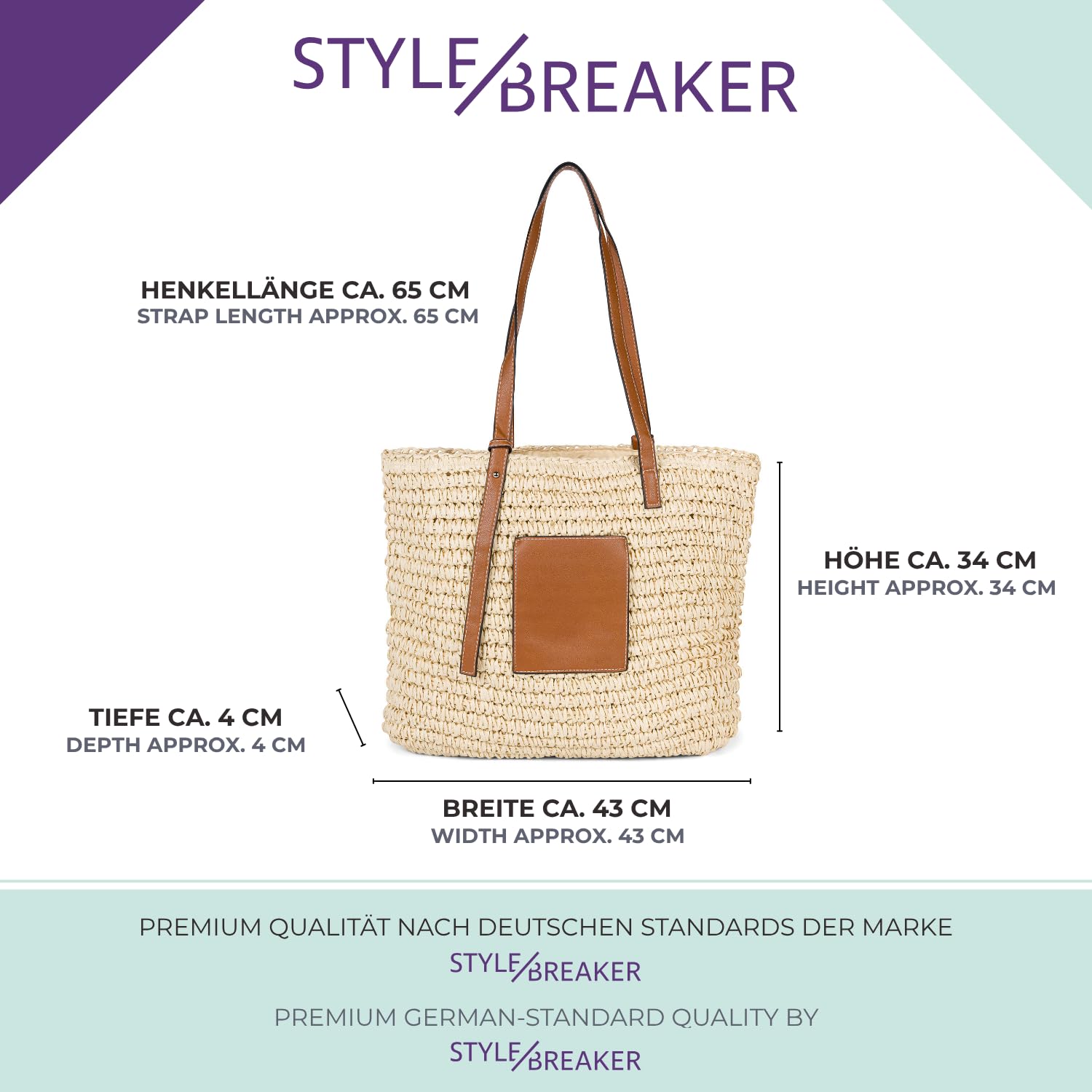 styleBREAKER Damen Schultertasche Bast Geflochten