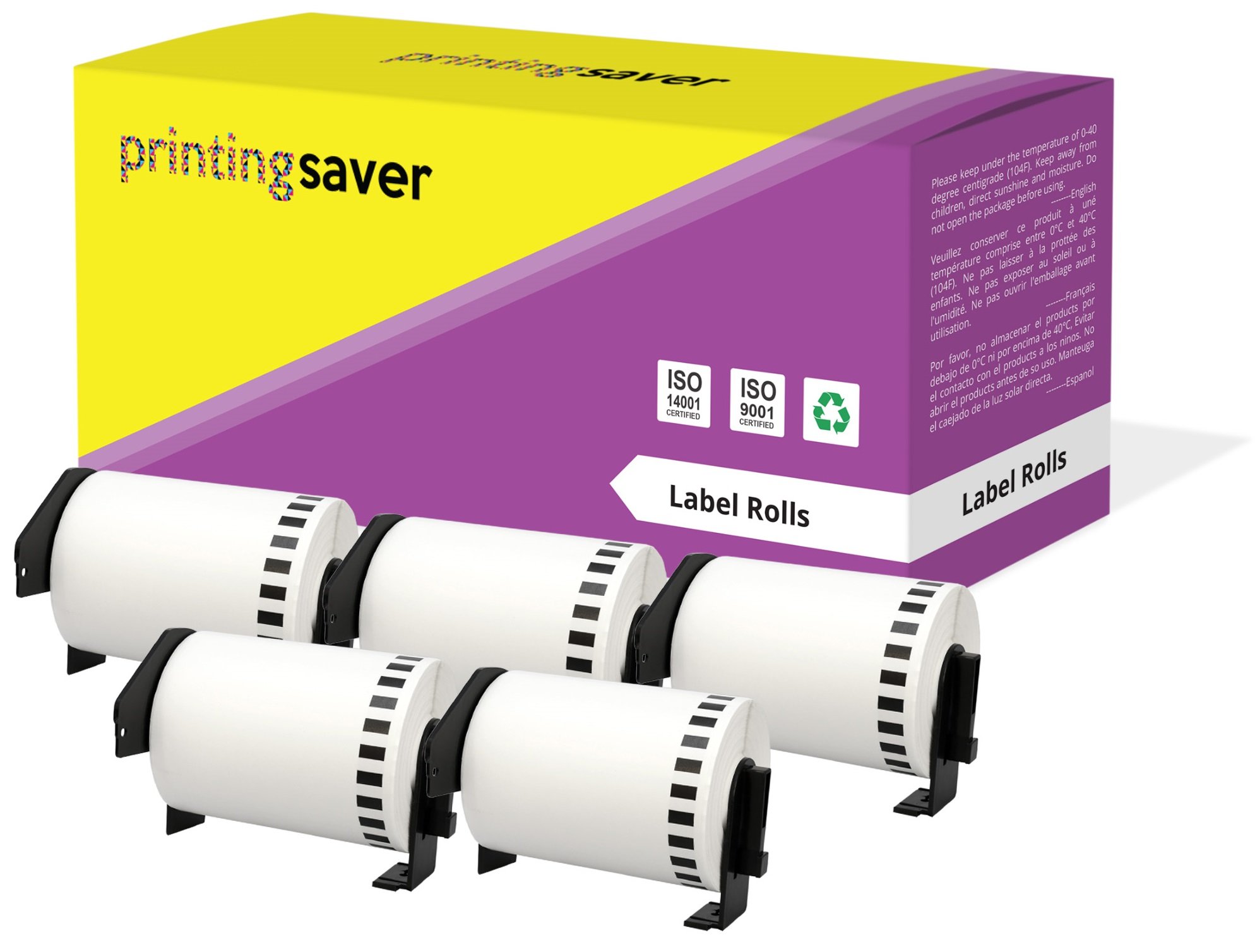 5x DK-22243 102 mm x 30,48 m Compatibili Etichette Nastri adesive continuo per Brother P-Touch QL-1050, QL-1050N, QL-1060N, QL-1100, QL-1110NWB etichettatrici