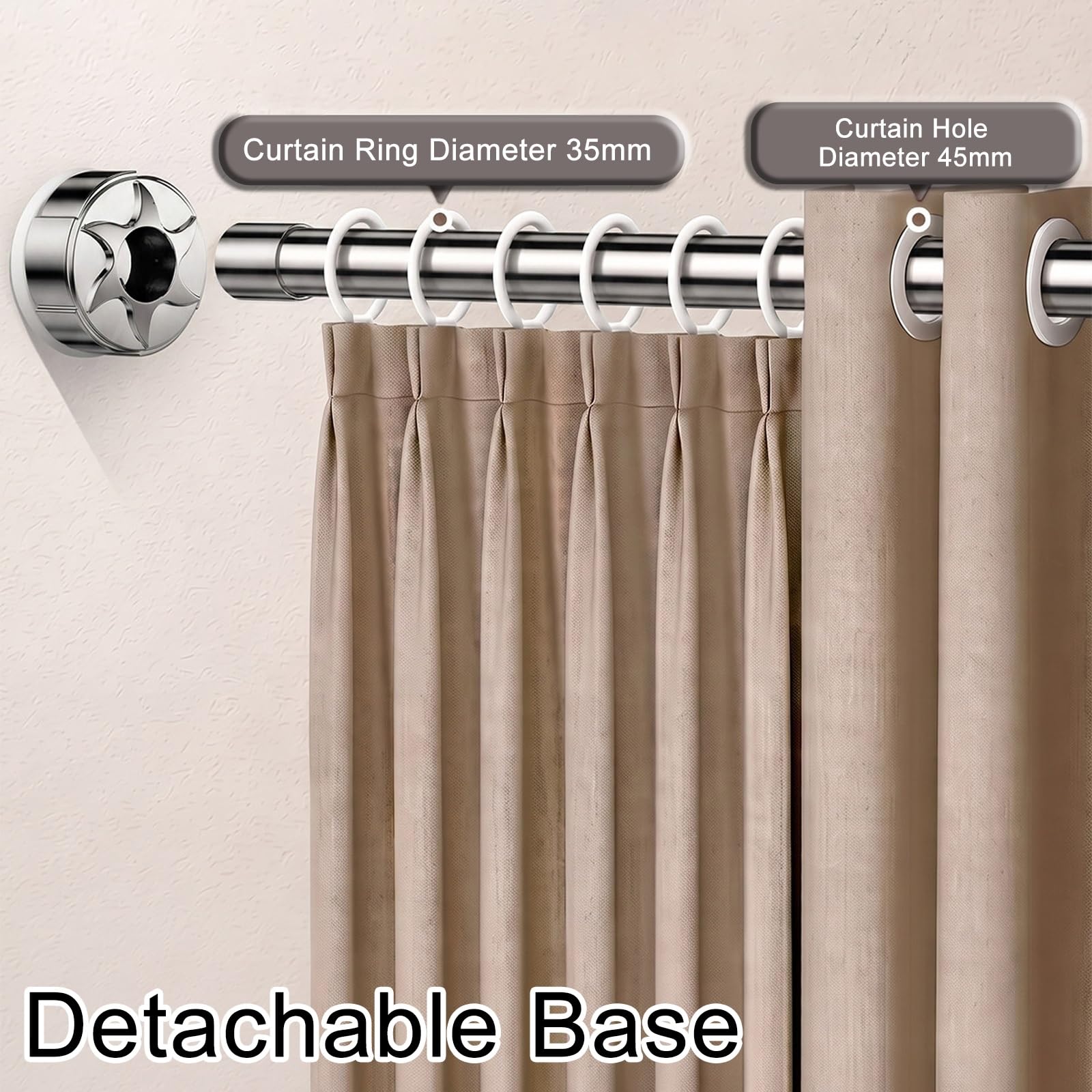 Klemmstange Duschvorhang mit Anti-Rutsch-Pads, 40 bis 240 cm | Duschstange Ohne Bohren Wasserdicht und Rostfrei für Kleiderschrank, Badezimmer, Wohnmobil(Silver,170-240cm/67-94.5in)