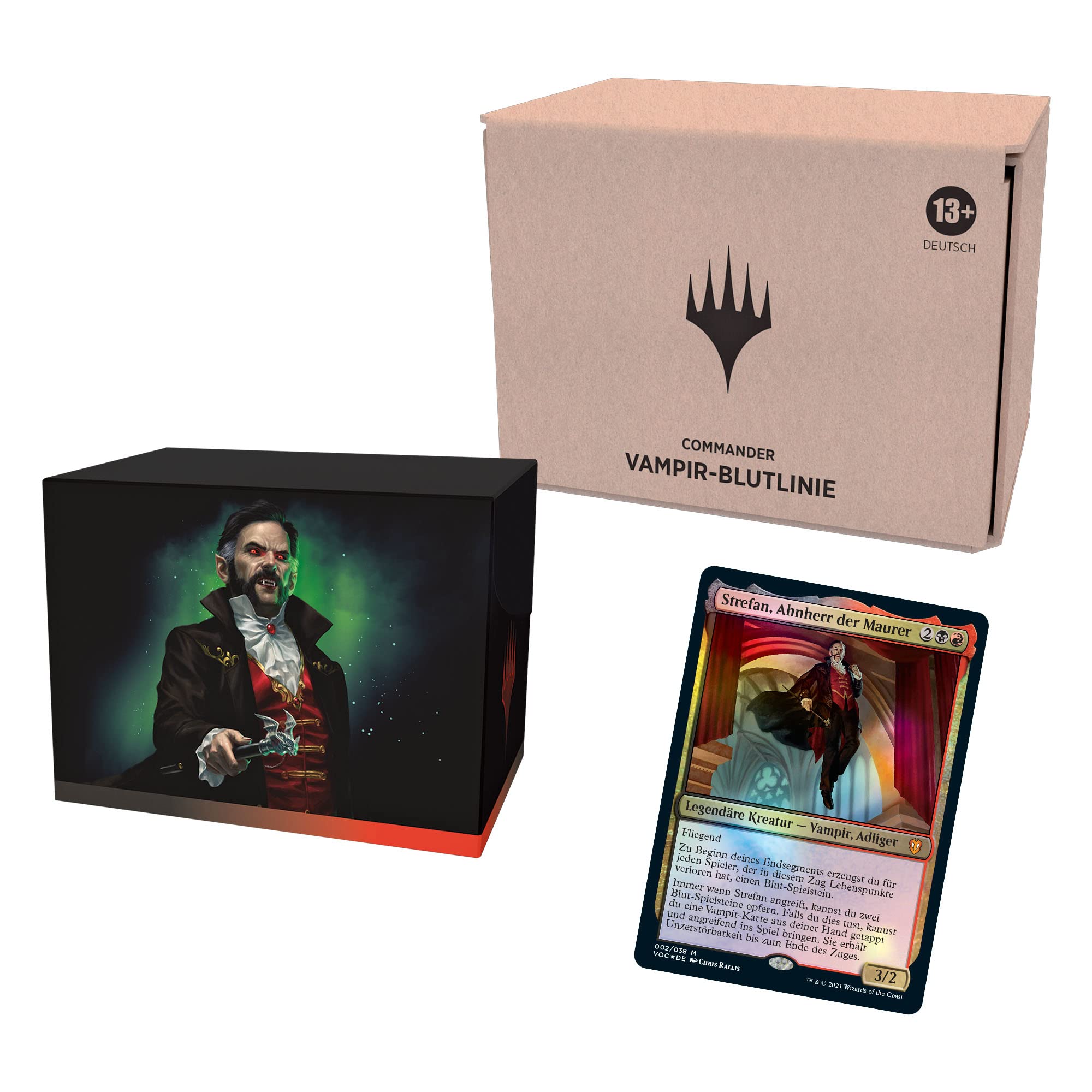 Magic: The Gathering Innistrad: Blutroter Bund Commander-Deck – 13 Jahre+, Vampir-Blutlinie (Schwarz-Rot), Version mit minimaler Verpackung (Deutsche Version)