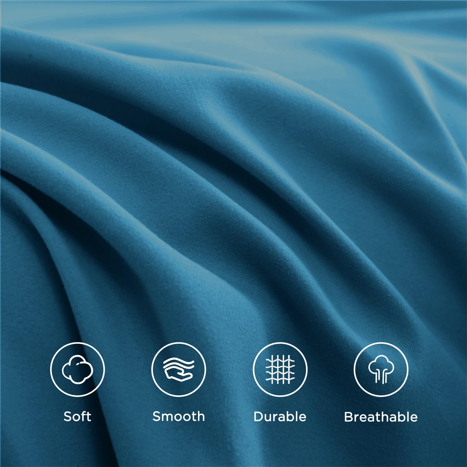 Twin Size Sheet Set, Twin Bed Sheets 3 Pieces, Breathable and Soft Hotel Style Sheets Set, Microfiber Sheets with Deep Pockets, Easy Care, Peacock Blue - Image 7