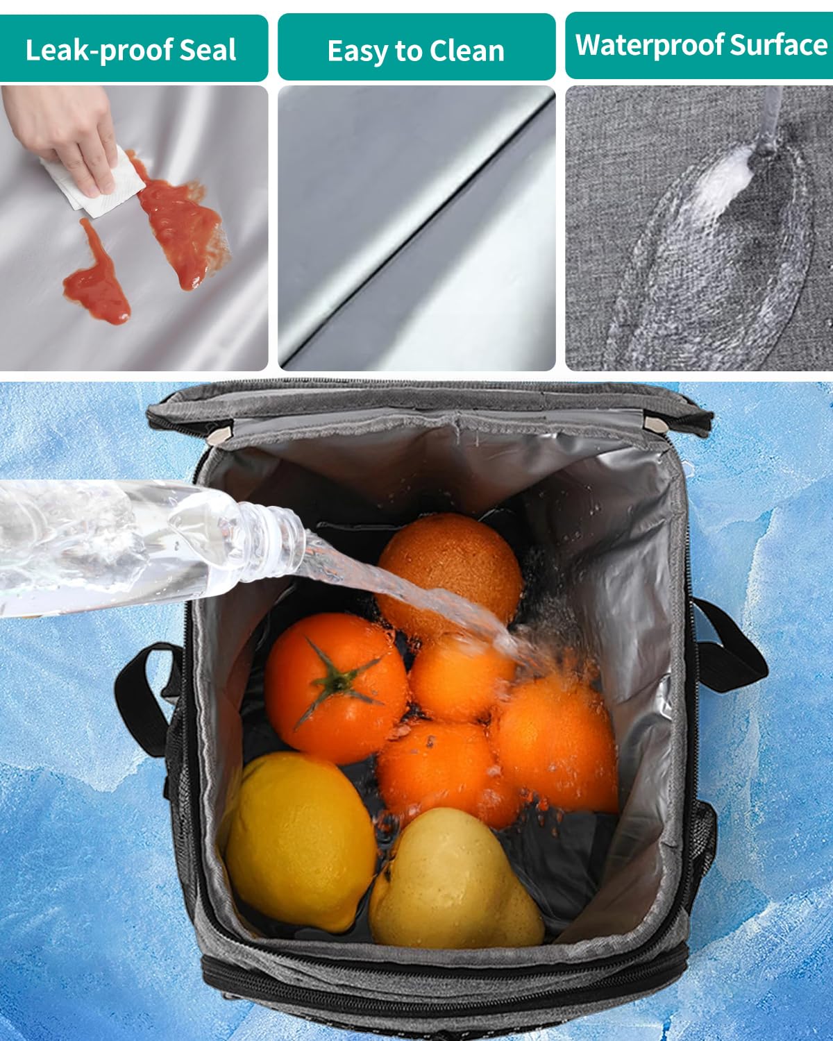 Borsa Frigo Isoterma Impermeabile 23L Zaino Termico per Mare Pic-Nic Campeggio Grigio