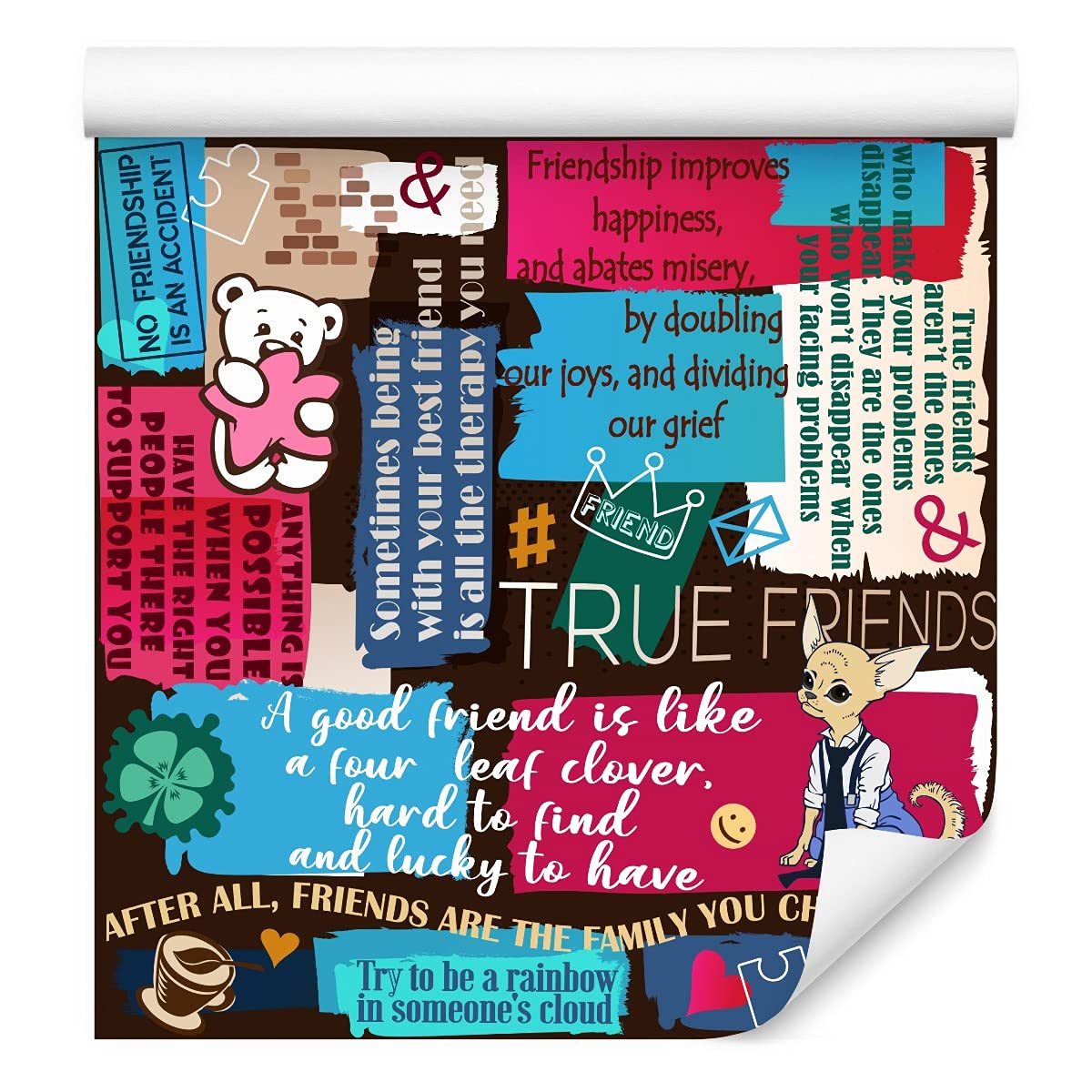 Muralo Papier Peint Auto-adhésif Mosaïque Cœurs Couronnes - 10m x 50 cm