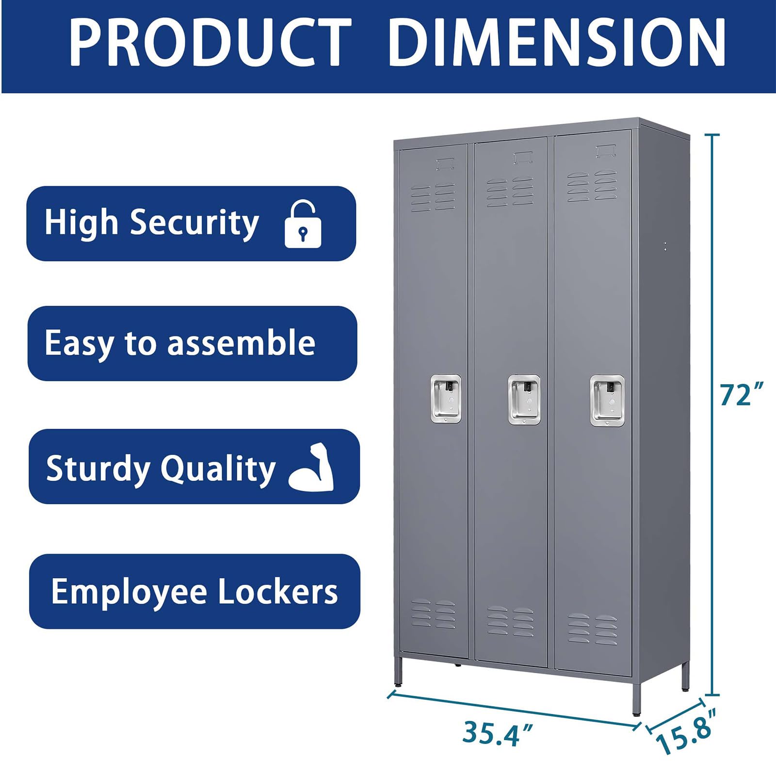 AVGVLIJ 3-Door Metal Lockers with Combination Locks - 72