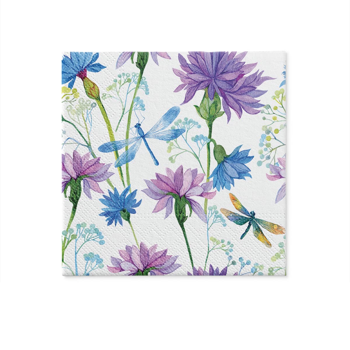 Set 60 Tovaglioli Da Cocktail Con Fiori - 33x33 Cm Aperti, 2 Strati, Per Feste, Compleanni, Matrimoni