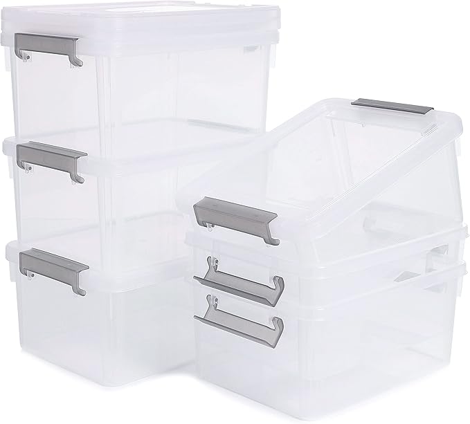 Bienvoun 6 Packs Storage Boxes with Lids Small Storage Boxes Stackable