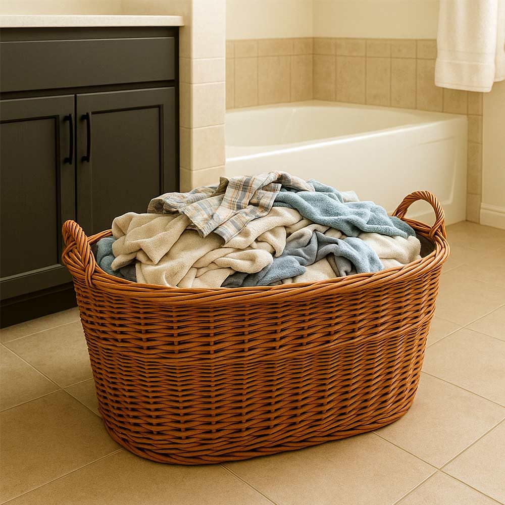Vacchetti Cesta portalegna Vimini Europeo 1^ Misura con Fodera Juta Ovale, Multicolor, Medio