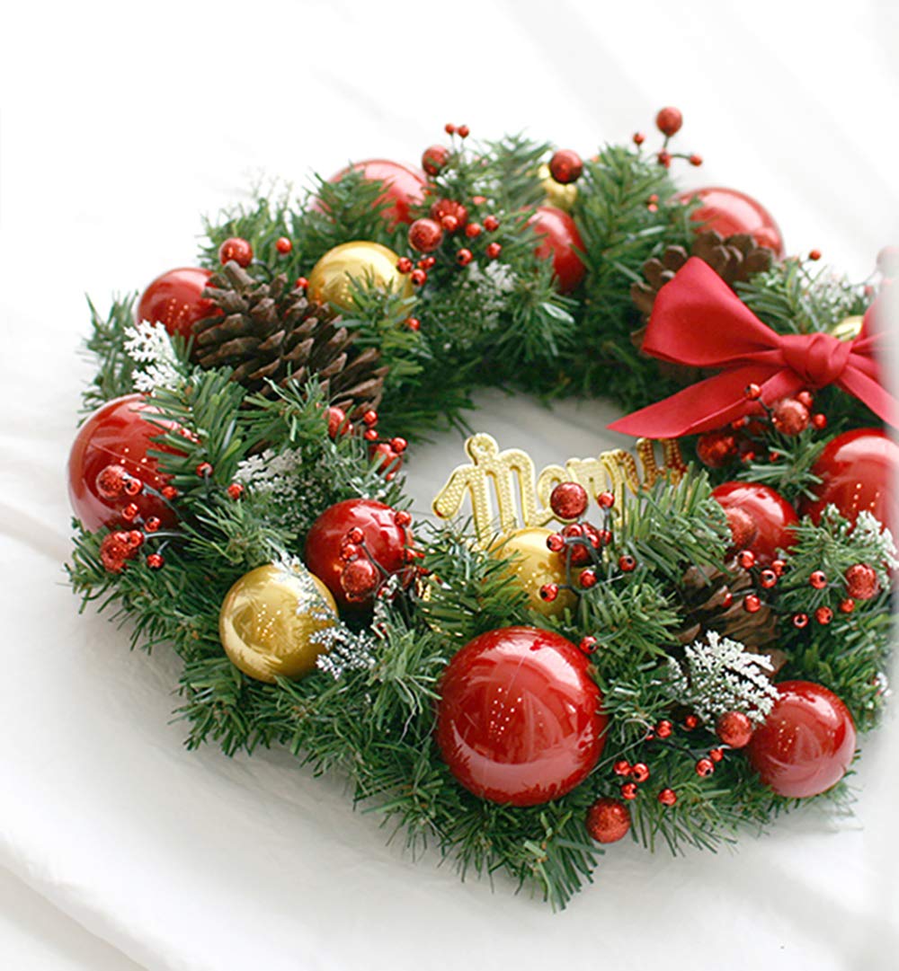 Amazon | S&C Live クリスマスリース 玄関ドア用 50cm 赤 レッド 北欧