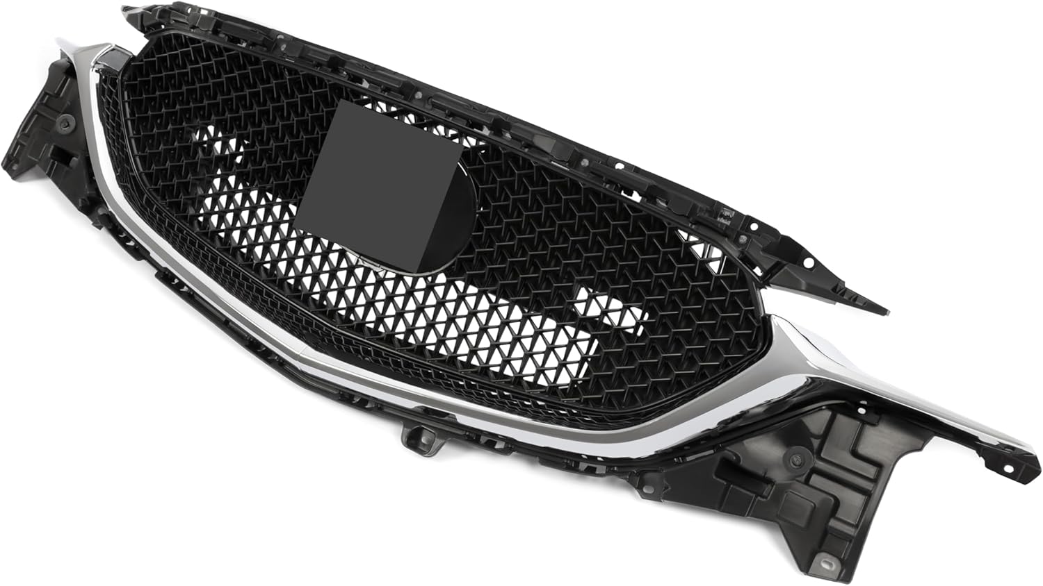 HECASA Front Grille Compatible with 2017-2021 Mazda CX-5 CX5 Grill Assembly Grille Black+Silvery Chrome Plastic Replacemant for KB8D-50-710J MA1200215