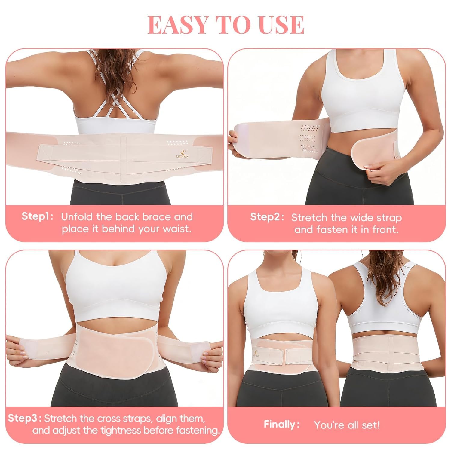 Rückenstützgürtel Ultra-dünner & Unsichtbarer Rückenstützgurt für Damen, Rückengurt Nierengurt Bauchgurt Atmungsaktive Lendenstütze für Alltag, Büro, Sport und Haushalt, Diskret unter Kleidung
