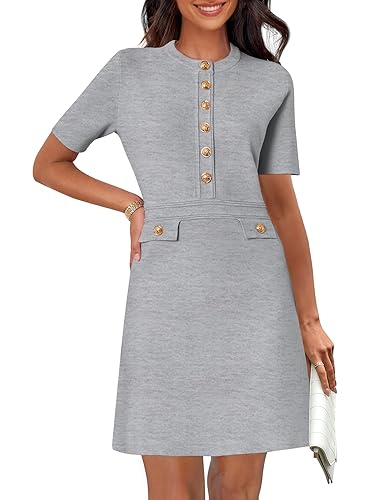 Women's Summer Bodycon Sweater Dress Business Casual Outfis Short Sleeve