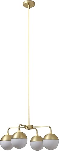 Miniatura 6 de Linea di Liara Novara - Candelabros dorados de 4 luces para comedor, lámpara sobre mesa, globo de vidrio, iluminación colgante de cocina, lámpara