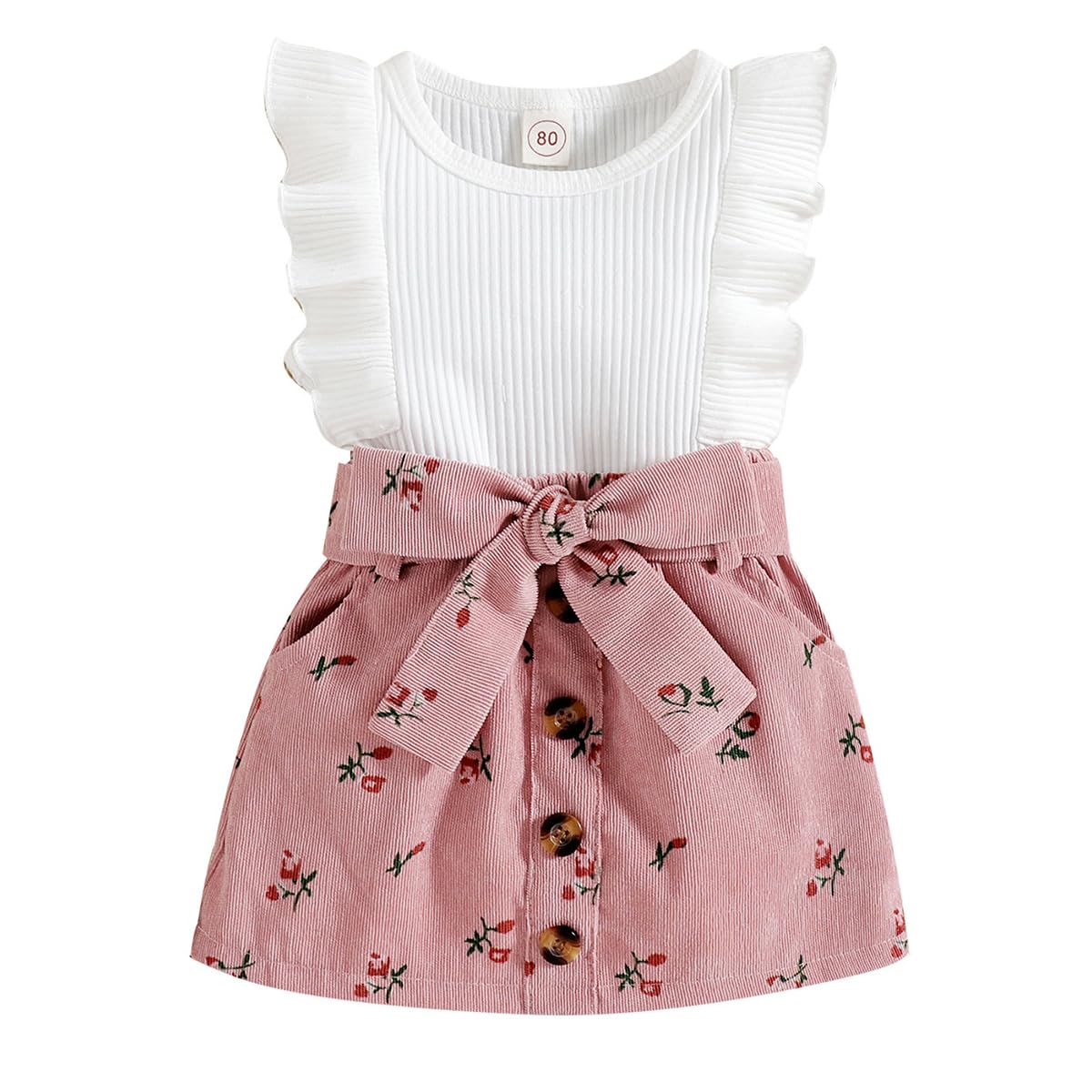 Kleinkind Baby Mädchen Outfits Rüschen Ärmellose Hemden Tops + Elegant Schleife Mini Rock 2 Stück Frühling Sommer Kleidung Sets