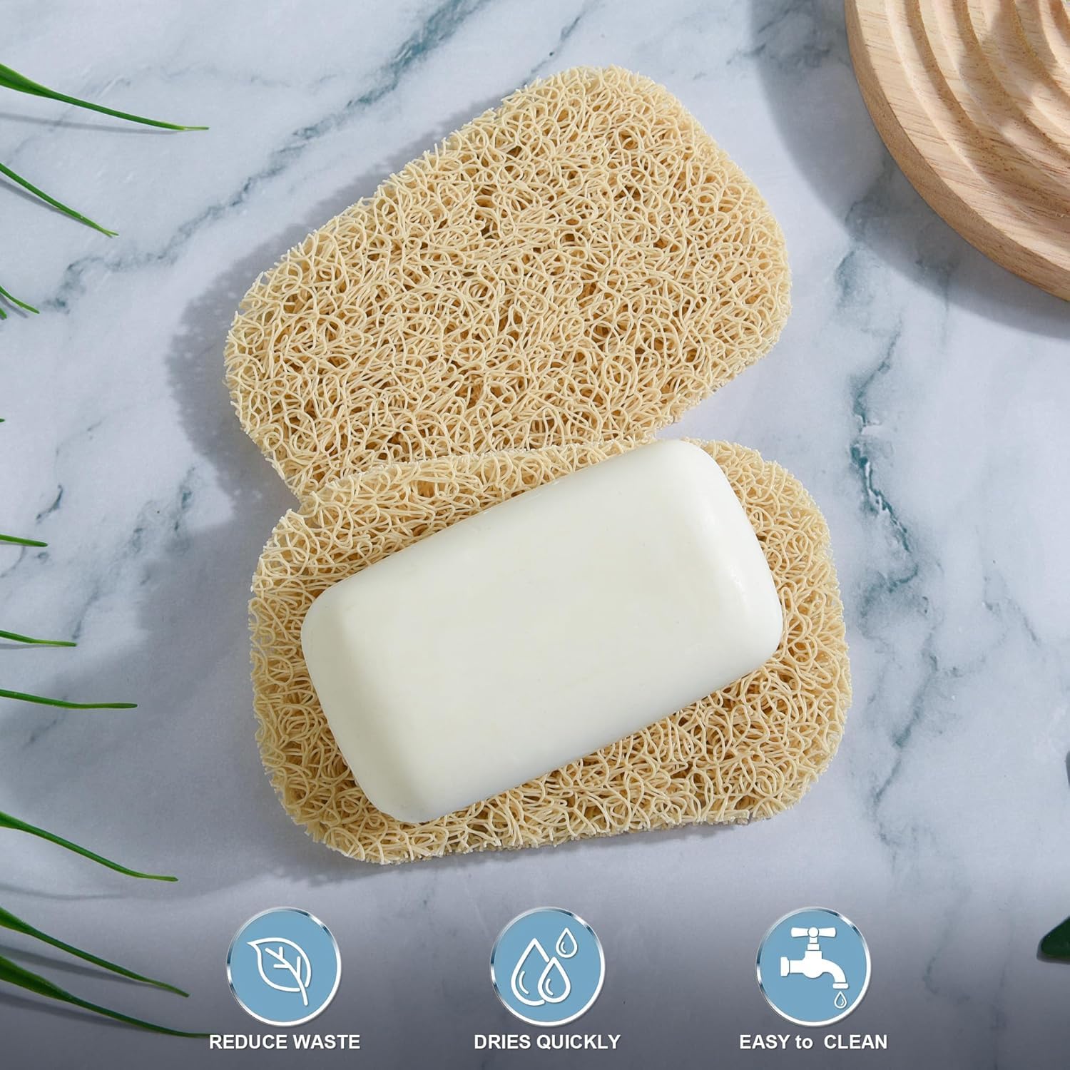 BESTOTTAM 4 Pcs Soap Lifting Pad for Bar Soap,Non-Slip Soap Saver Pads Self Draining Soap Bars Holder Pads for Kitchen Bathroom Travel Hotel Shower Cleaning Supplies (Cream) 3