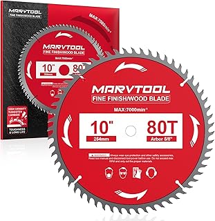 10-Inch 80-Tooth Circular Saw Blade, Max 7000 RPM, Fine Finish Wood Crosscutting, Tungsten Carbide Tooth with 5/8 Inch Arbor for Miter Saws & Table Saws
