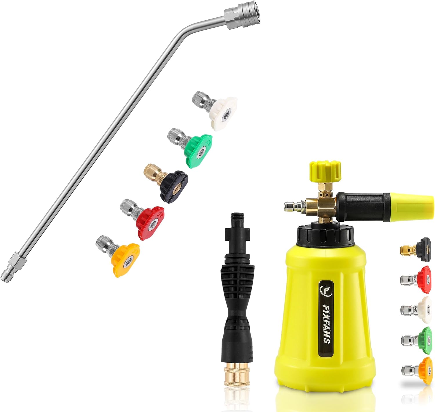 FIXFANS Pressure Washer Wand, Foam Cannon with Replacement Adapter for Portland Husky and Ryobi Pressure Washer