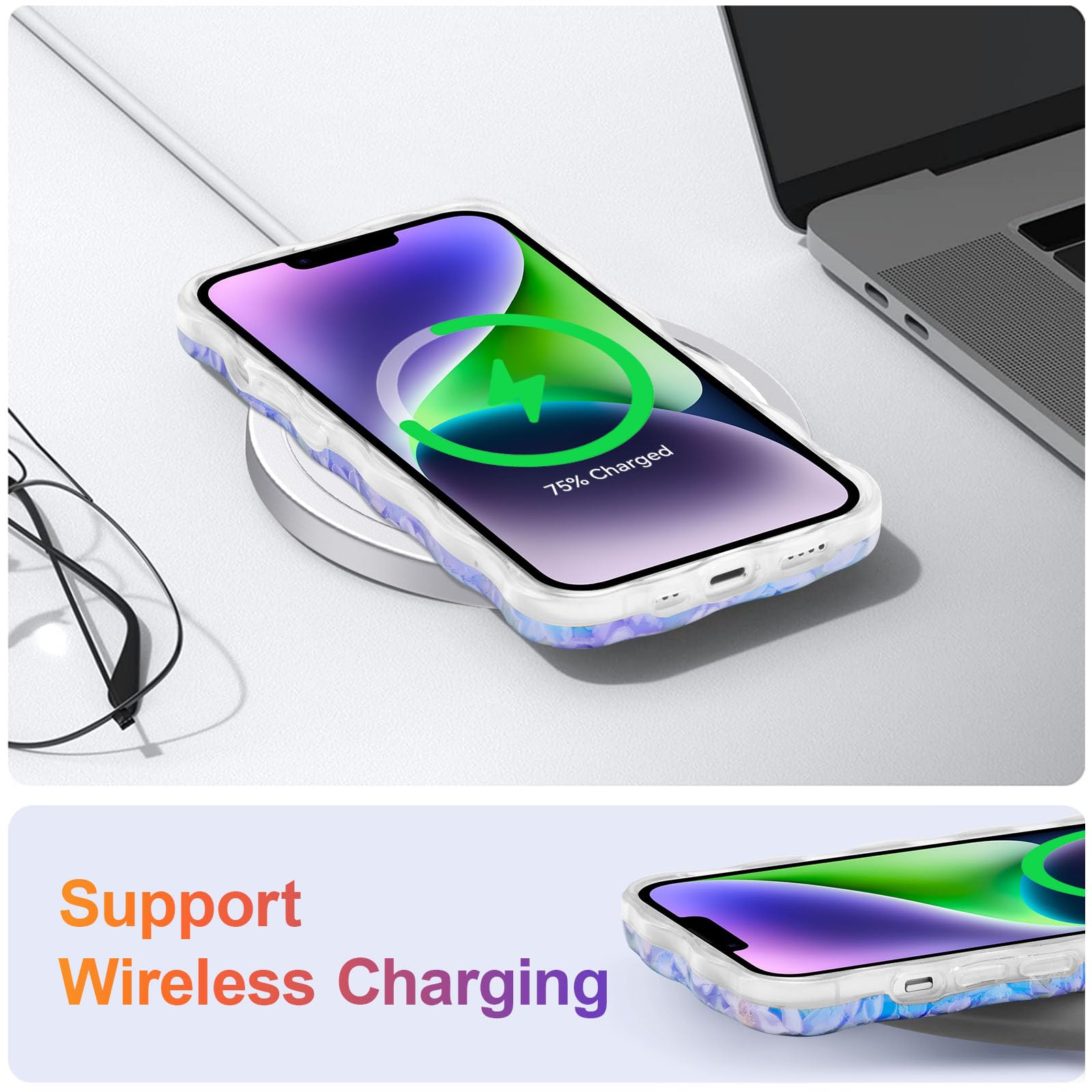 EYZUTAK Case For IPhone 15 Pro Ax, Colorful Retro Oil Painting Printed Flower Laser Glossy - View #2