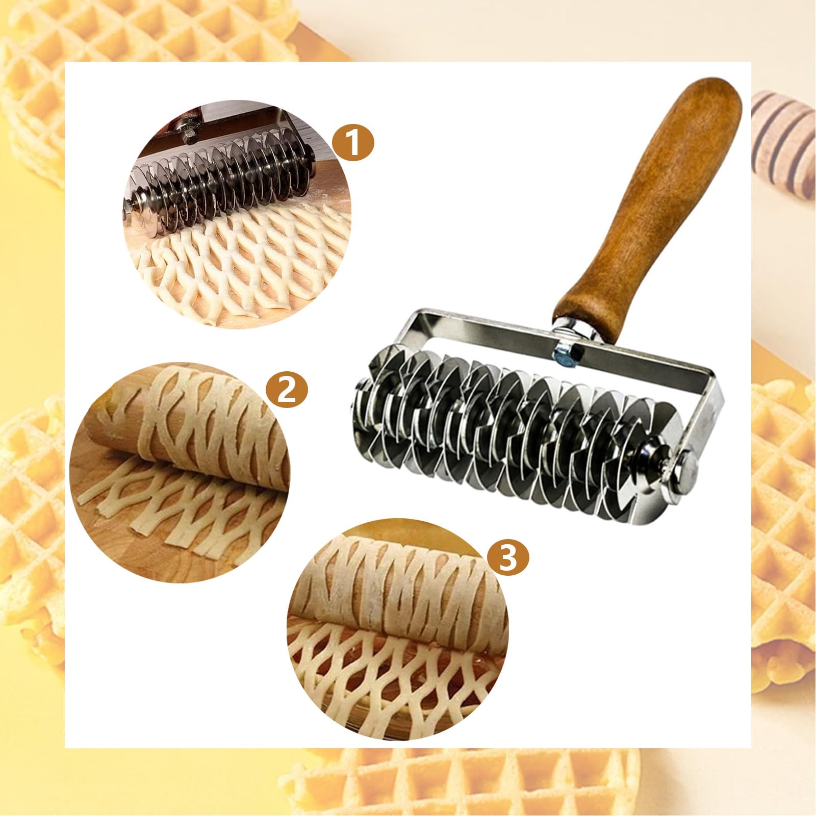 ExcellaElite Lattice Pastry Cutter Roller, Stainless Steel, Suitable for Bread/Pastry Crust Home Baking, Multicolour - Image 4