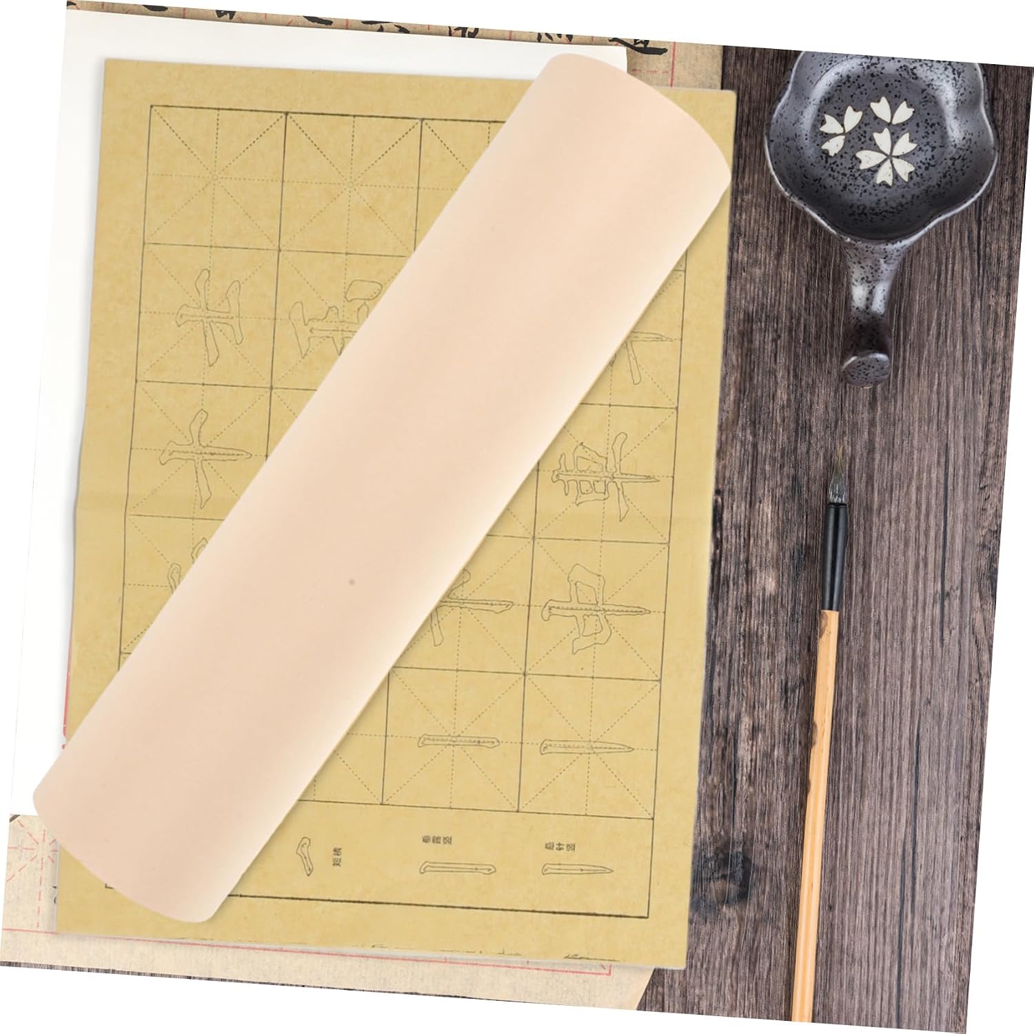 BELLIFFY Rice Paper for Drawing Calligraphy Practice Roll 35cm X 50m Fine Absorbent Ink Writing Paper Supports Smooth Ink Flow Vintage Style for Students Beginners