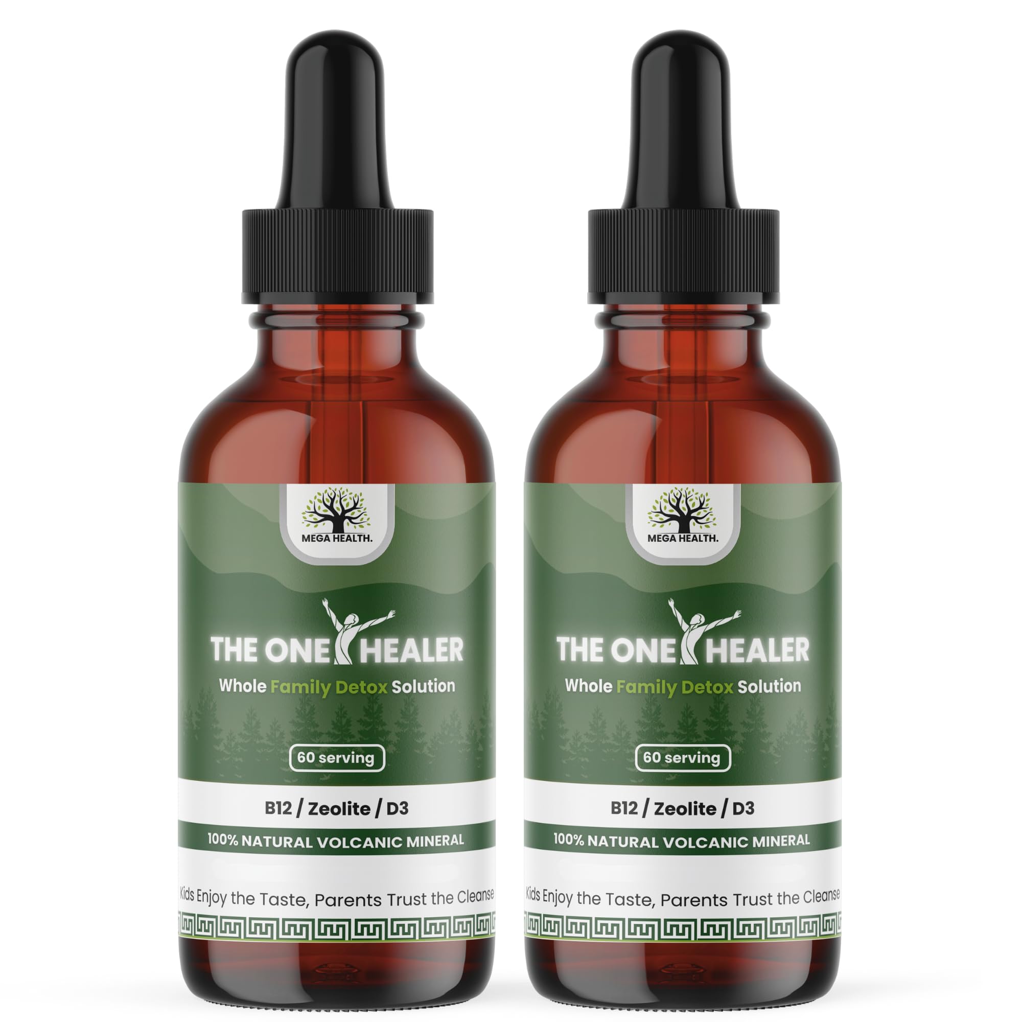 Zeolite Detox for Kids and Adults - The One Healer - Pure Zeolite Drops for Heavy Metal Detox, Full Body Detox Cleanse, Pack of Two Bottles