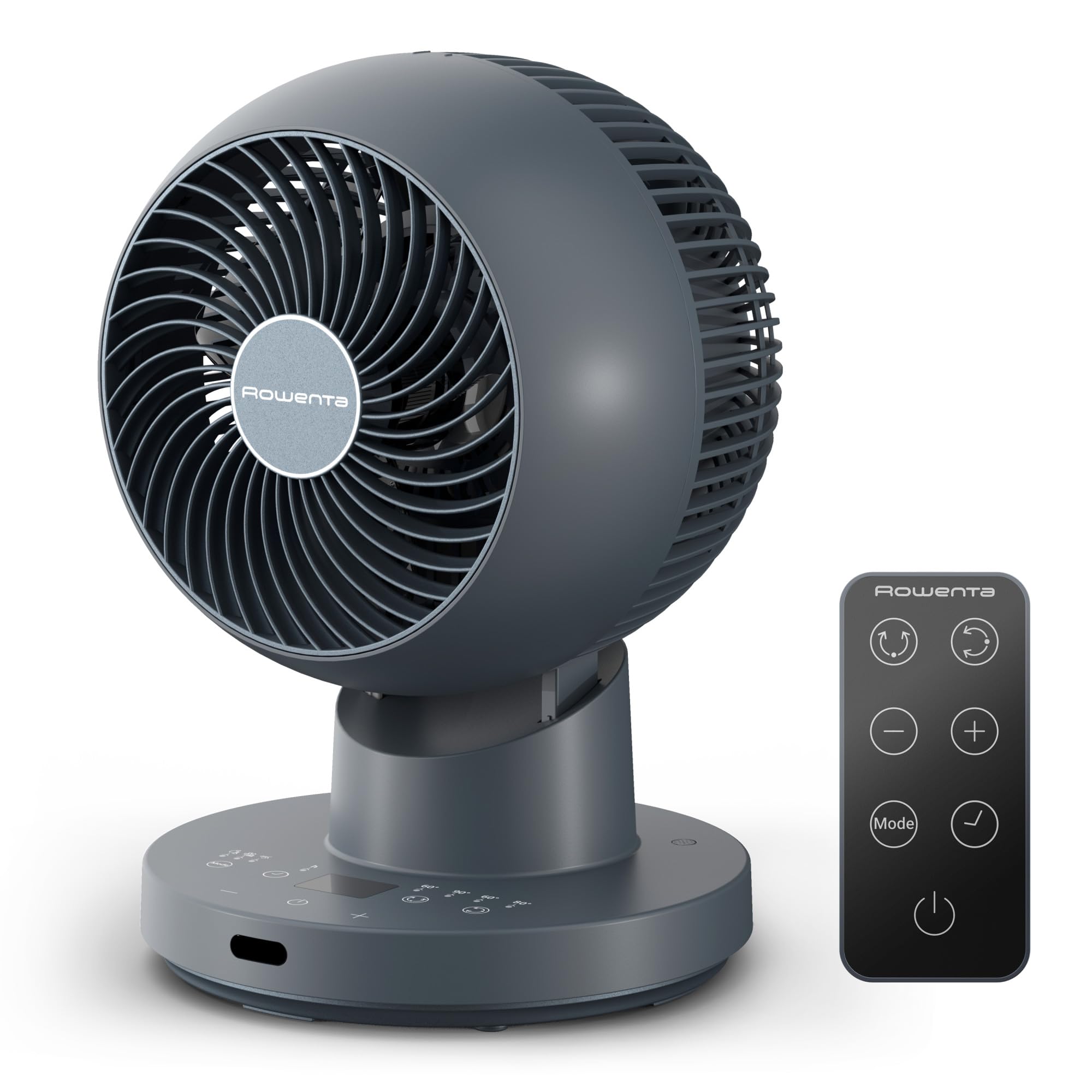 Rowenta Turbo Swift Compact, Ventilatore da Tavolo Silenzioso a 3 Modalità e 12 Velocità, con Modalità Silent Night, Oscillazione Multidirezionale, QV5041F0