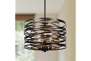 12.6'' Industrial Pendant Light Rustic Wood Dining Room Chandelier