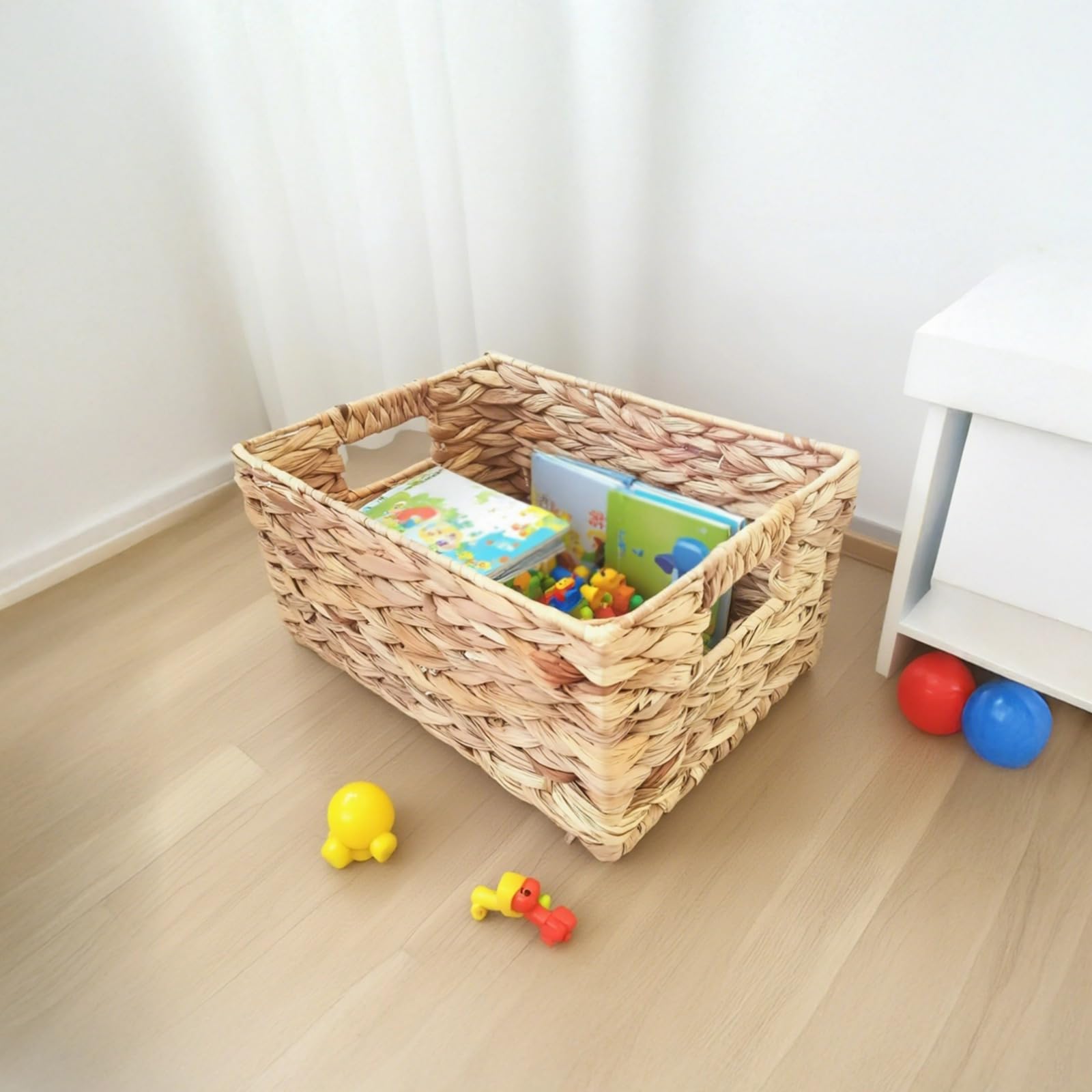 Weidenkorb, Mehrzweck-Design, 36 x 28 x 17 cm, mit Griffen für Spielzeug und mehr