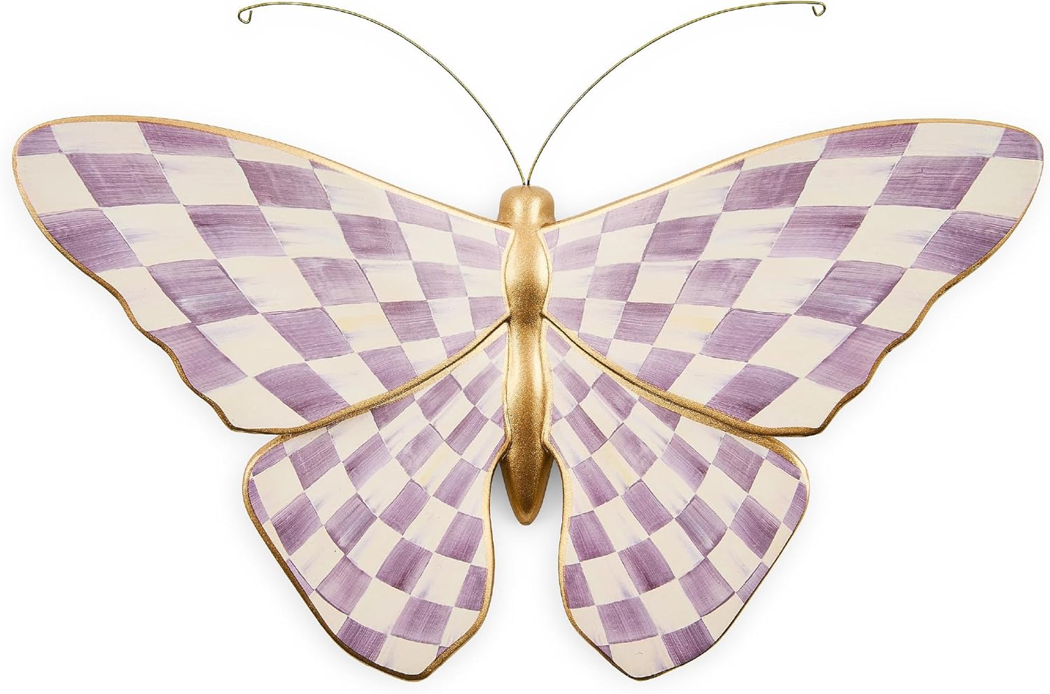 MACKENZIE-CHILDS Butterfly, Hanging Butterfly Wall Decor, Black-and-White Courtly Check
