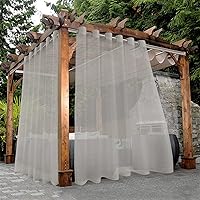 Vista 20 de BONZER Cortinas traslúcidas blancas para patio impermeables para exteriores – 2 paneles con ojales, cortina transparente de gasa para interiores