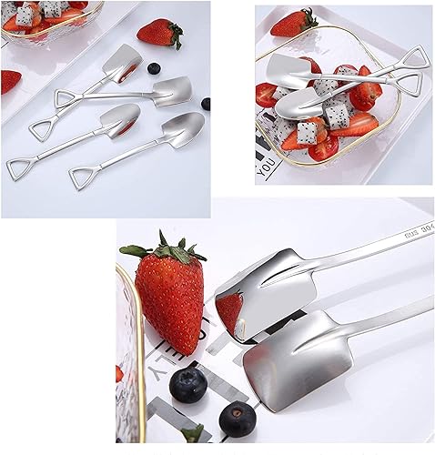 Miniatura 5 de Juego de cucharas de postre, 4 cucharas de acero inoxidable de 6 pulgadas, cuchara de fruta para helado para el hogar, cocina o restaurante (2