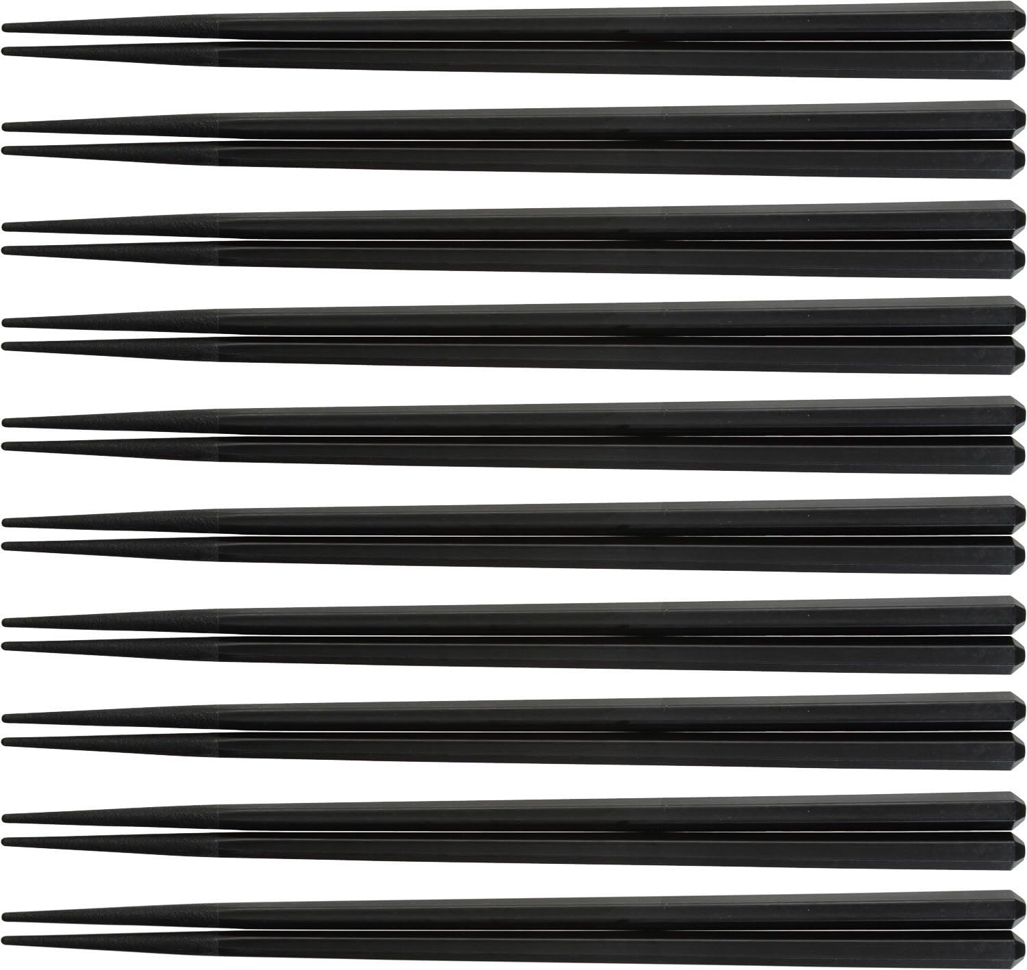 Plastic Eco Black Hex Dishwasher Safe Japanese Chopsticks; 10 Pairs