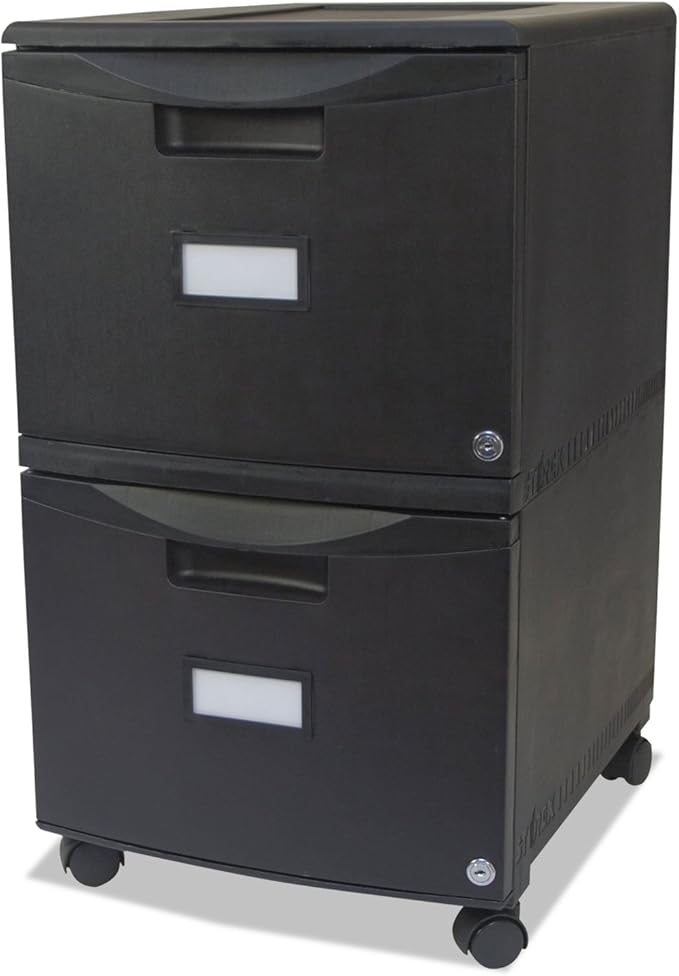 Storex 2 Drawer Mobile File with Lock, Legal/Letter, 18.25 x 14.75 x 26, Black Amazon