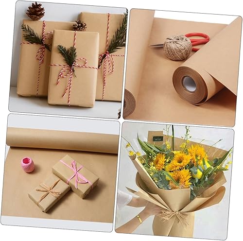 Miniatura 9 de EXCEART 1 rollo de papel de ramo de flores marrones Papel de embalaje de regalo Papel marrón Envoltura de regalo Papel de revestimiento de piso